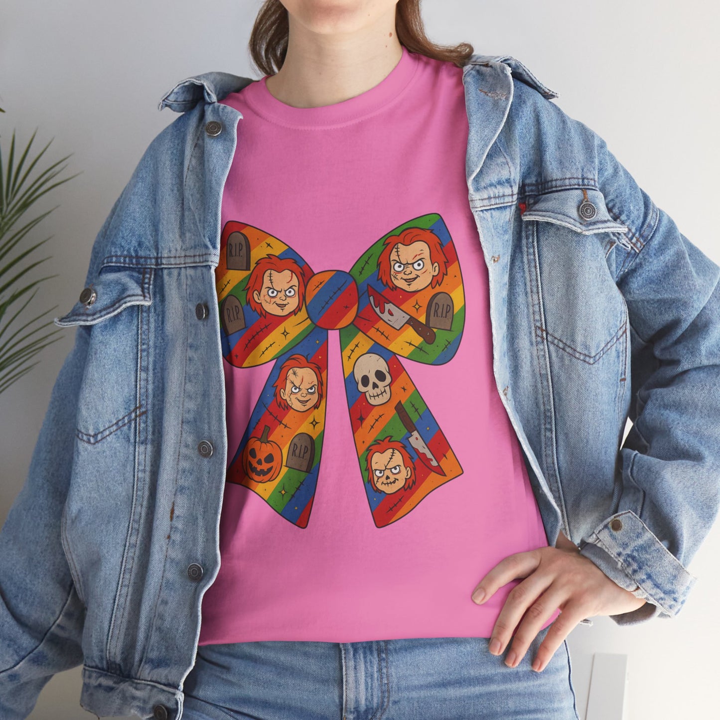 Colorful Halloween Bow Tee, Fun Costume T-Shirt, Halloween Party Shirt, Unisex Graphic Tee, Cozy Everyday Wear, Unique Gift Idea