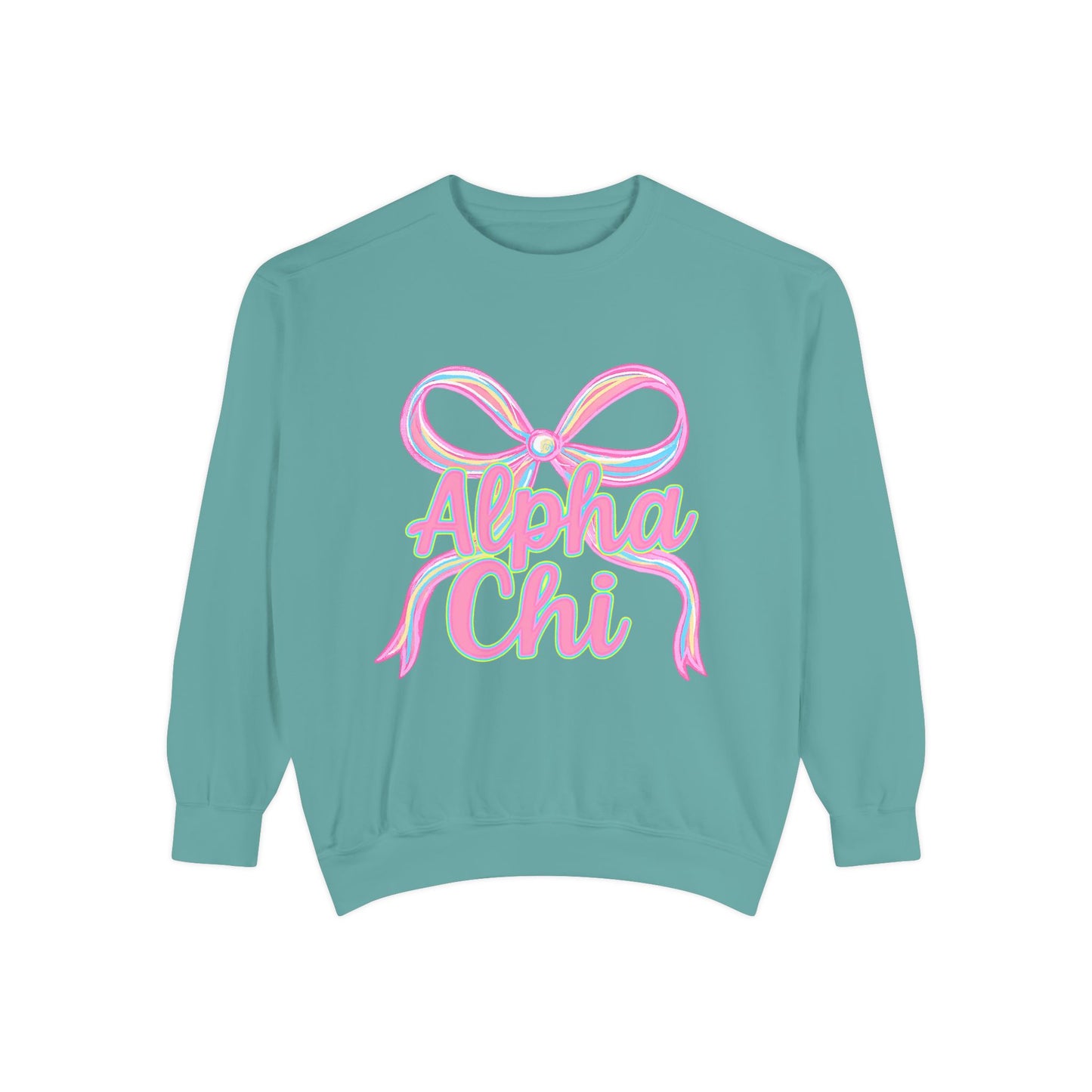 AlphaChi Garment-Dyed Sweatshirt, Sorority Sweatshirt, Personalized Gift, College Apparel, Comfortable Crewneck, Trendy Fashion
