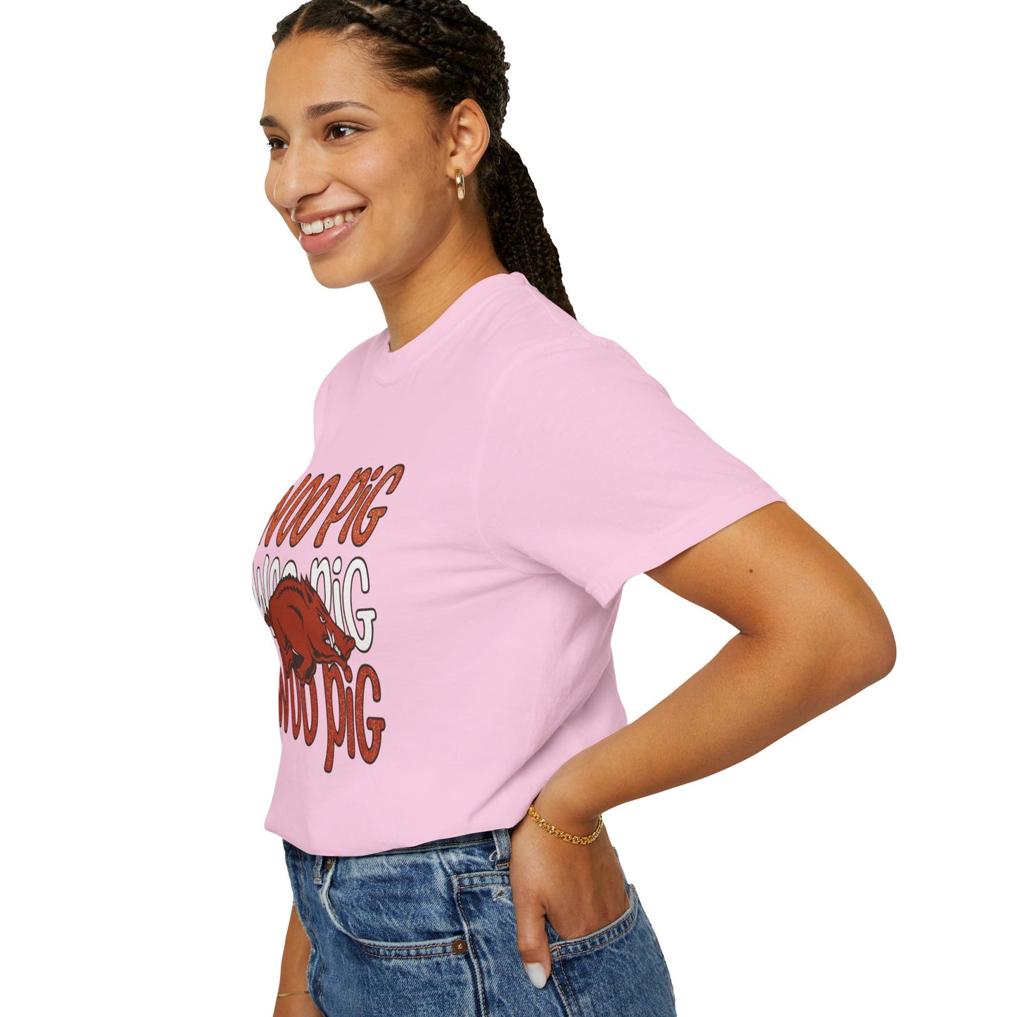 Woo Pig Garment-Dyed T-Shirt, Unisex Tee, Arkansas Pride Shirt, Casual Everyday Wear, College Game Day Tee, Fun Graphic Tee