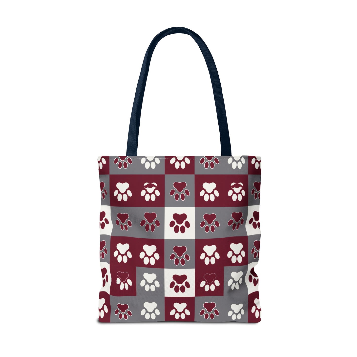 MS Bulldog Tote Bag - AOP, Paw Print Design, Reusable Shopping Bag, Mississippi Bulldog Fan, Animal Lover Accessory