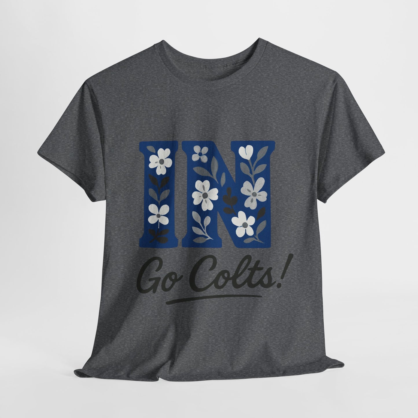 Floral Colts Tee | Unisex Heavy Cotton Tee for Sports Fans, Indiana Pride