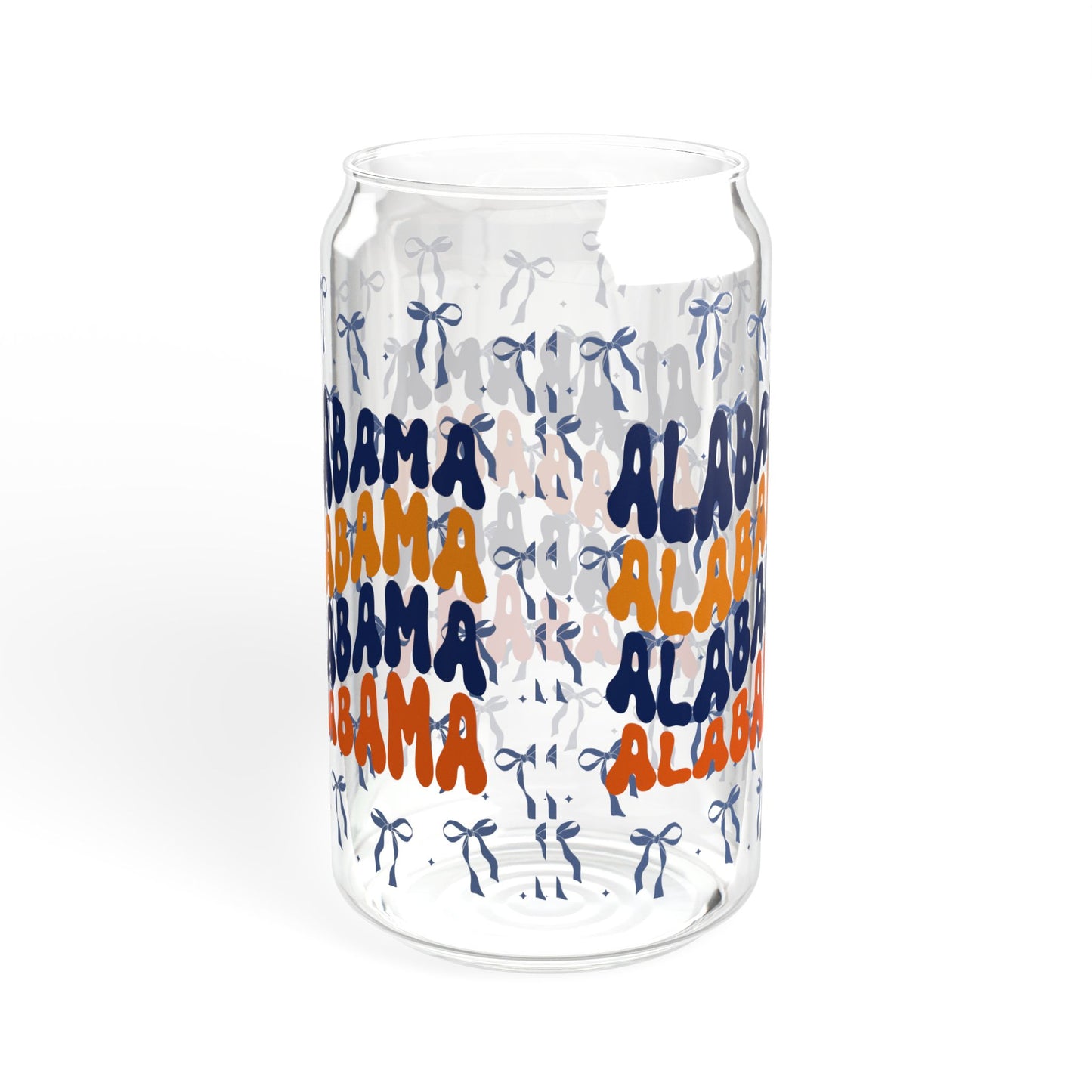 Coquette Bow AU Alabama Sipper Glass, 16oz - AU Tigers Game Day Drinkware, Summer Vibes, Eco-Friendly Beverage Container, Gift for Auburn Fans, Graduation Gift