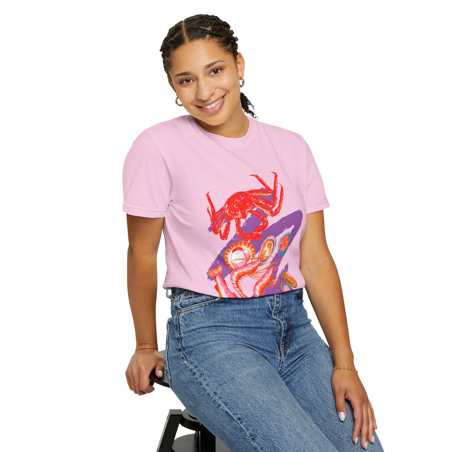 Comfort Colors Vibrant Seafood T-Shirt, French Coastal Tee, Distressed Shirt, Oversized Coquette Aesthetic, Nautical Style