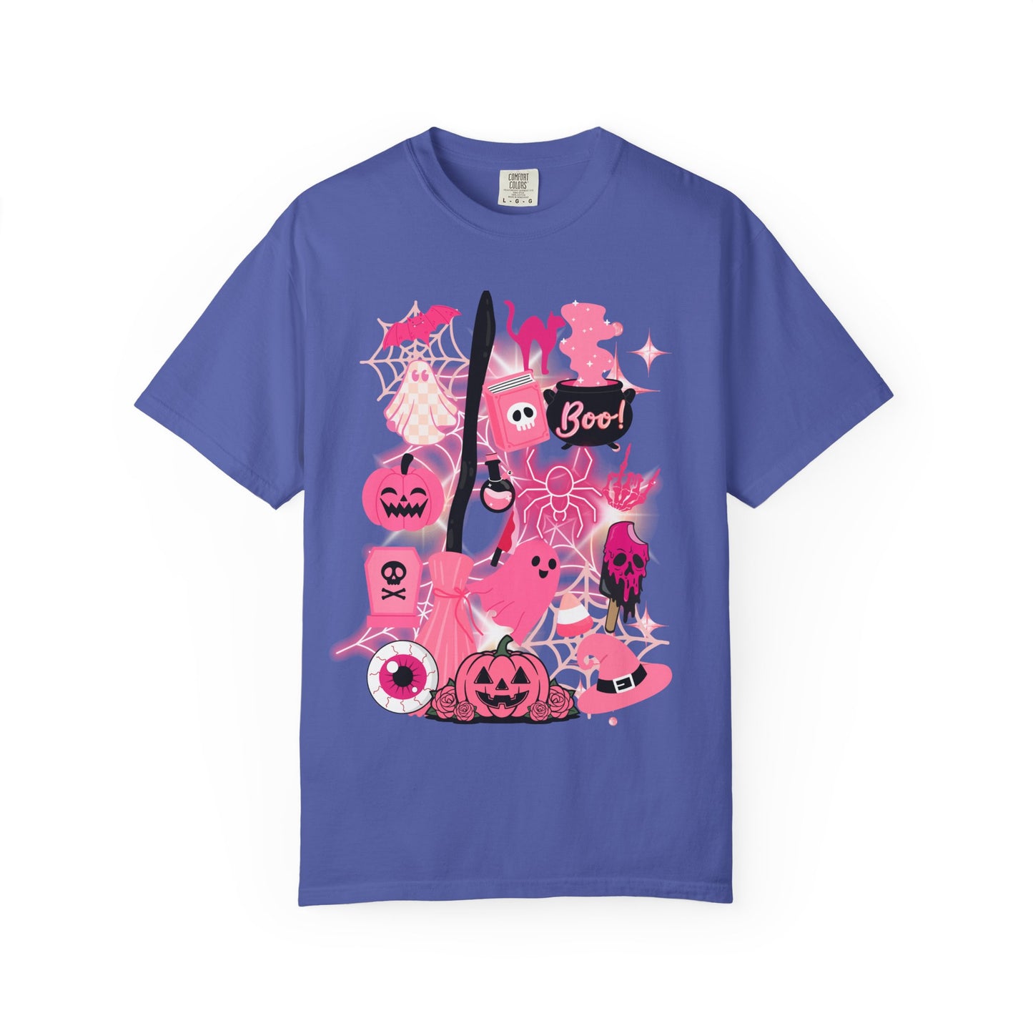 Pink Halloween-Themed Unisex T-shirt, Spooky Shirt, Ghostly Apparel, Boo T-shirt, Fall Fashion, Halloween Costume Top