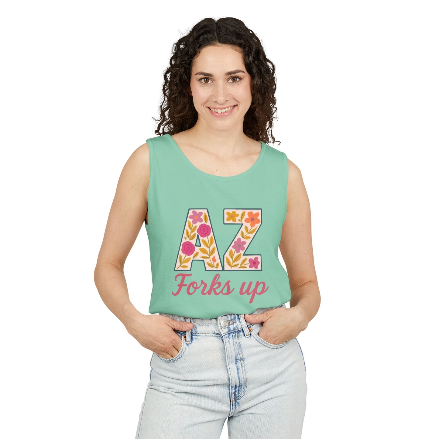 AZ Tank Top - AZ Forks Up Apparel, Summer Wear, Vacation Top, Travel Essentials, Gifts for Arizonans, Sun devils, comfort colors, graduation gift
