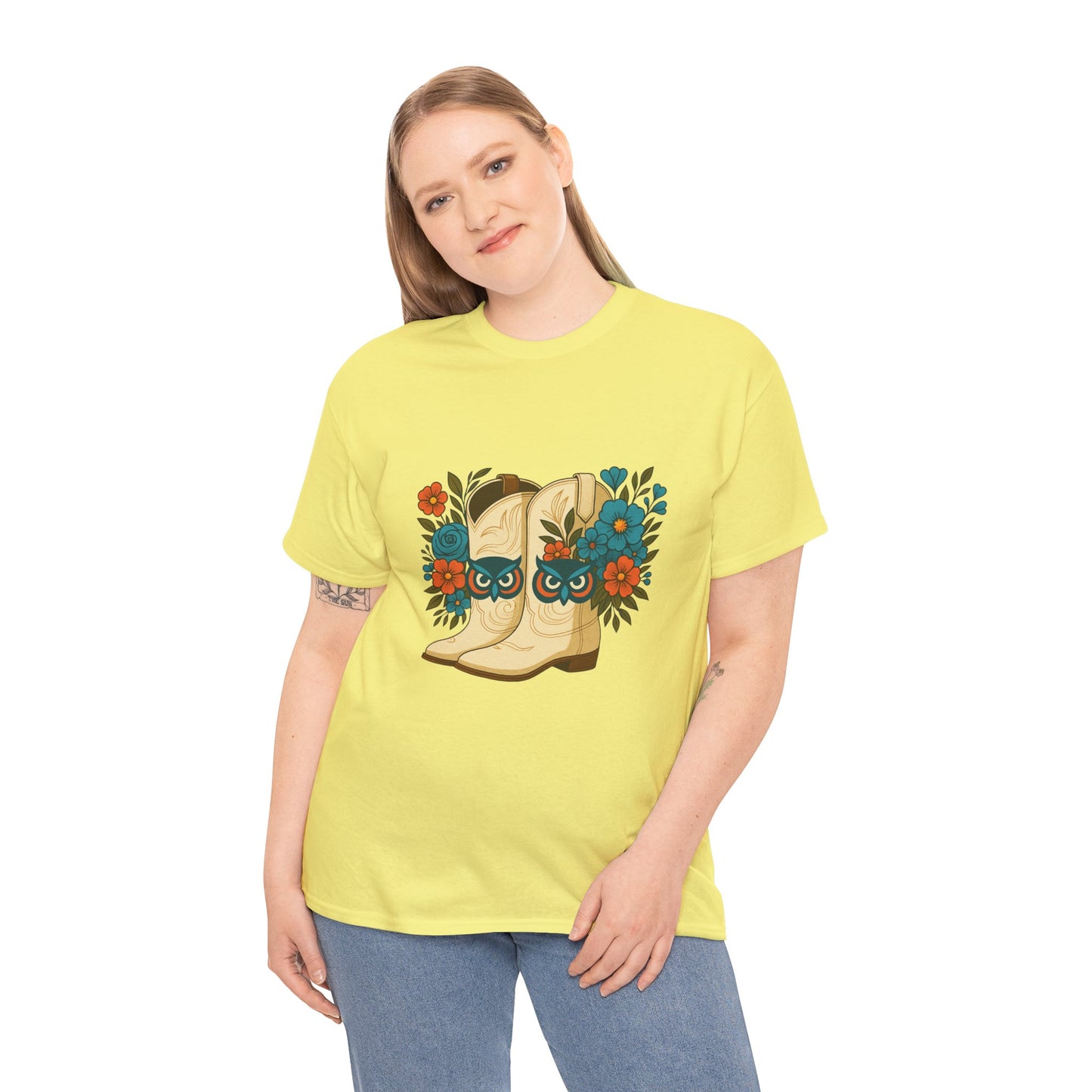 Floral Cowboy Boots Tee, Perfect for Country Music Lovers, Western Style Gift, Casual Outfit, Boho Fashion, Farmhouse Decor