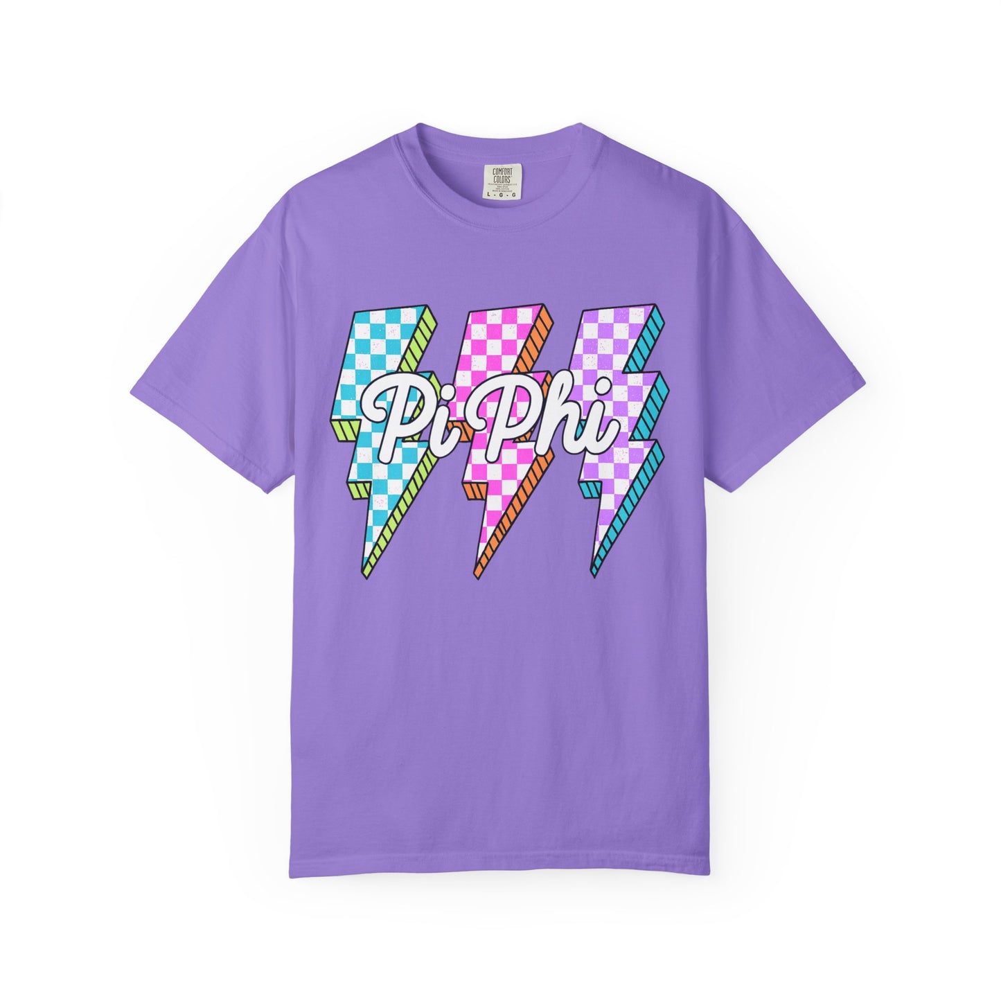 PB Phi Lightning Bolt Unisex T-shirt | Vibrant Greek Life Apparel, Unique Gift for Sorority Sisters, Casual Wear, Celebrating Sisterhood