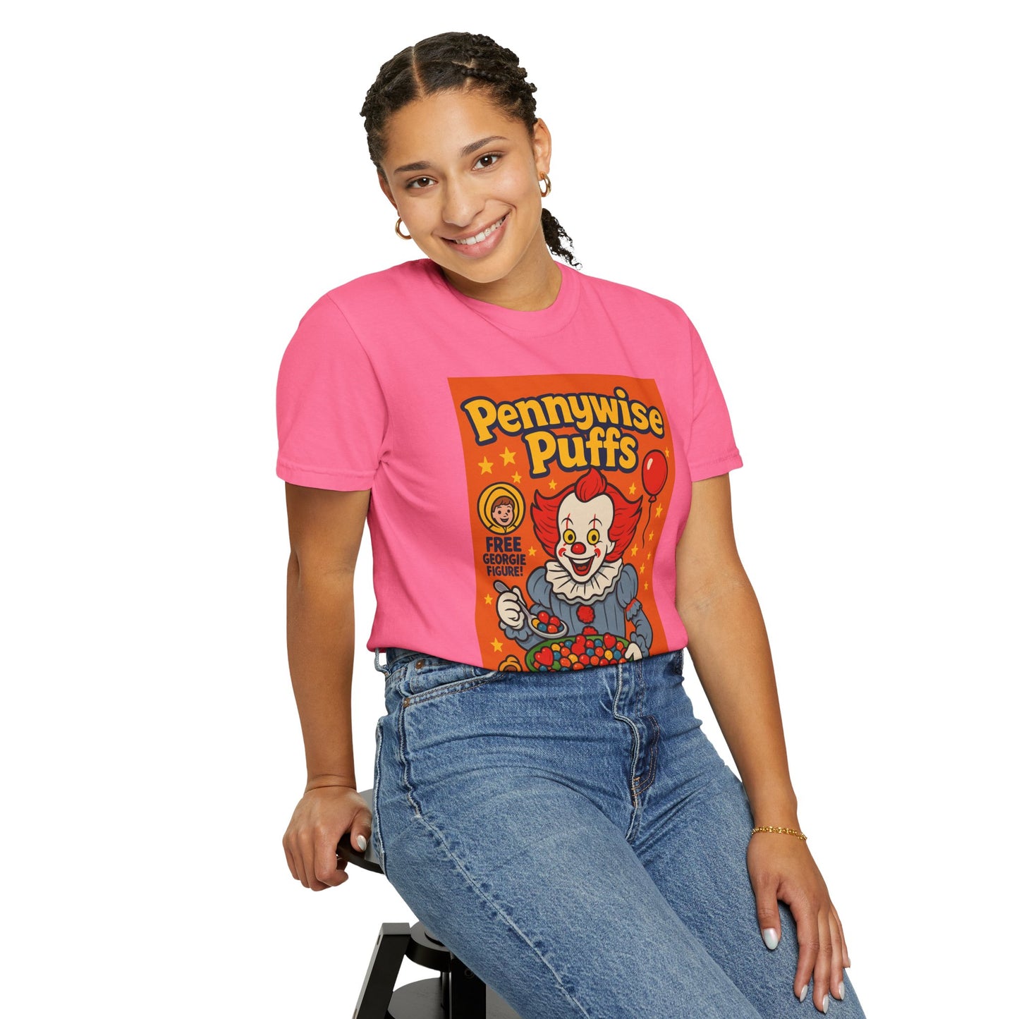 Pennywise Puffs T-Shirt | Unisex Graphic Tee for Horror Fans, Perfect for Halloween, Movie Nights, Gifts, Cosplay