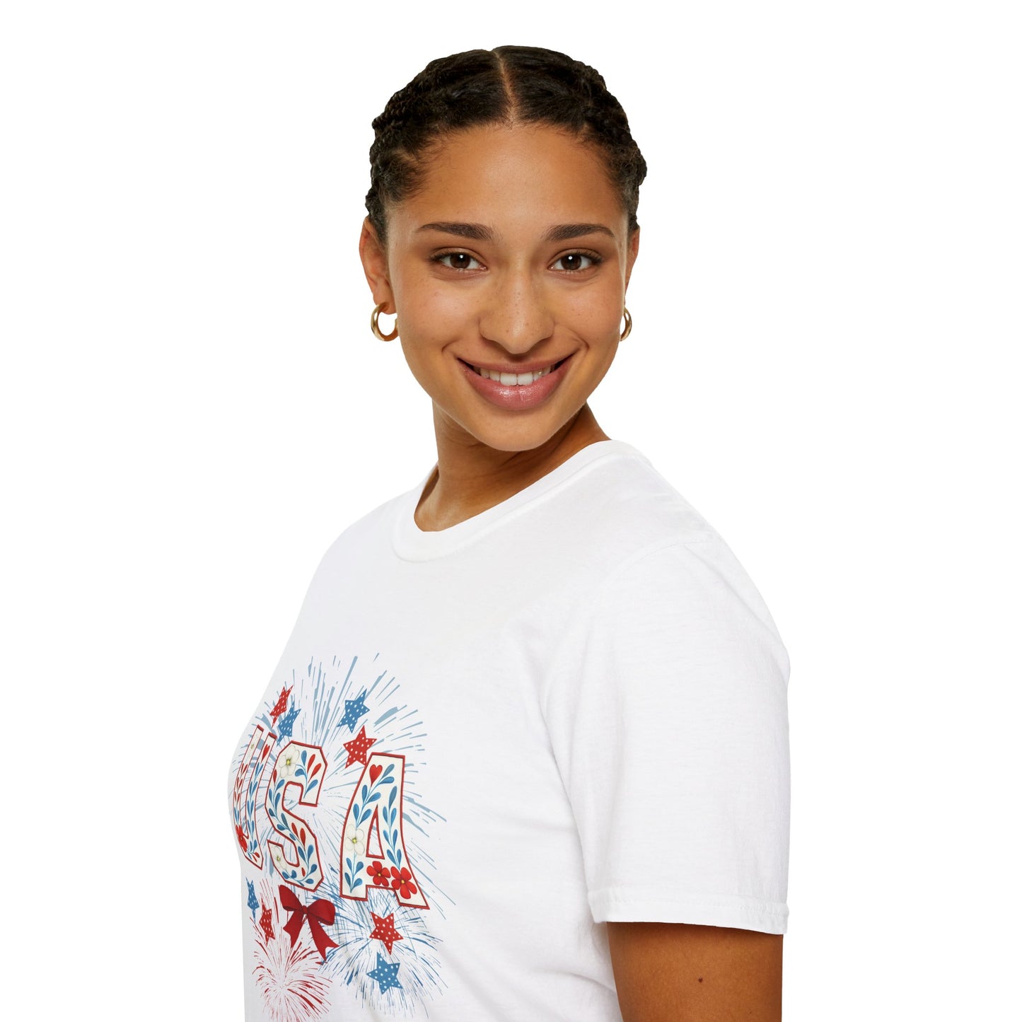 Patriotic USA Fireworks T-Shirt, 4th of July Tee, Unisex Graphic Shirt, Independence Day Apparel, Stars and Stripes Clothing