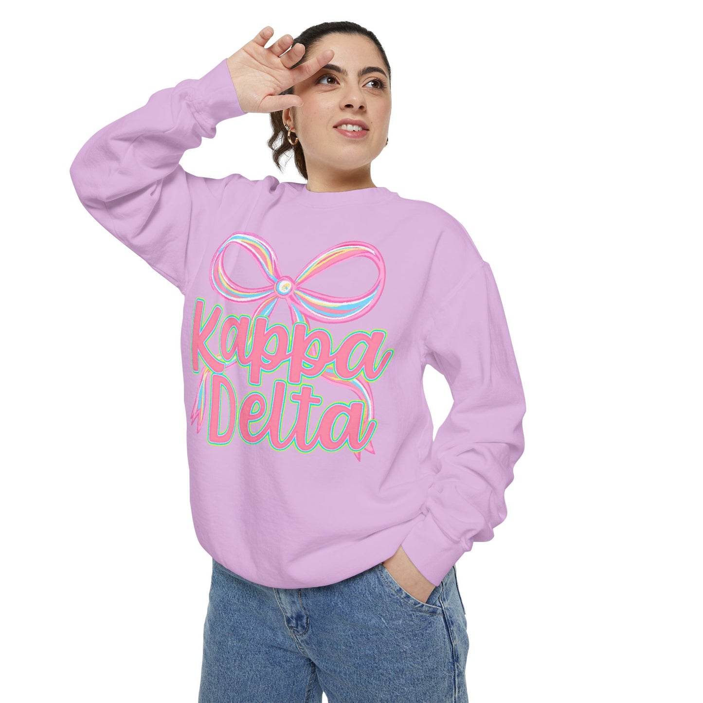 KD Comfort Colors Garment-Dyed Sweatshirt, Sorority Apparel, Cozy Gift, College Sweatshirt, Valentine's Day Gift, Customizable Sweater