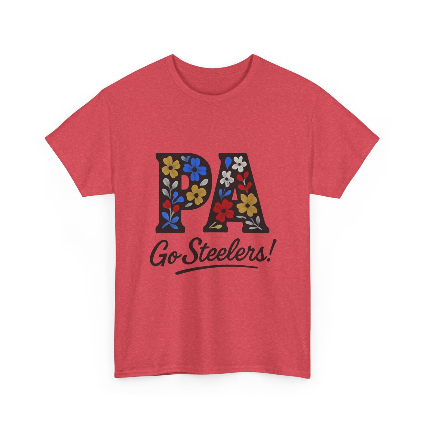 Sports Fan Tee - Floral PA Go Steelers Unisex Heavy Cotton Tee