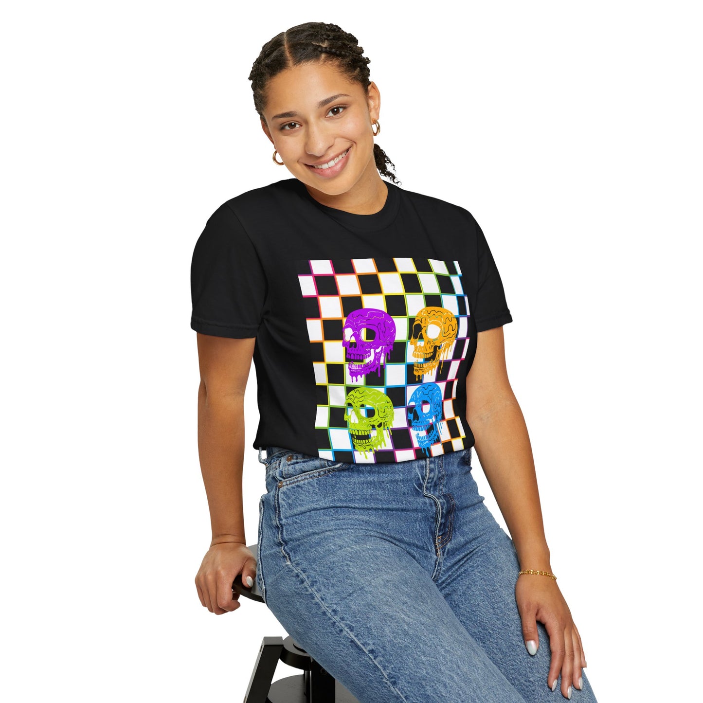 Vibrant Skull Graphic T-Shirt, Unisex Tee, Halloween Outfit, Alternative Fashion, Festival Wear, Casual Street Style