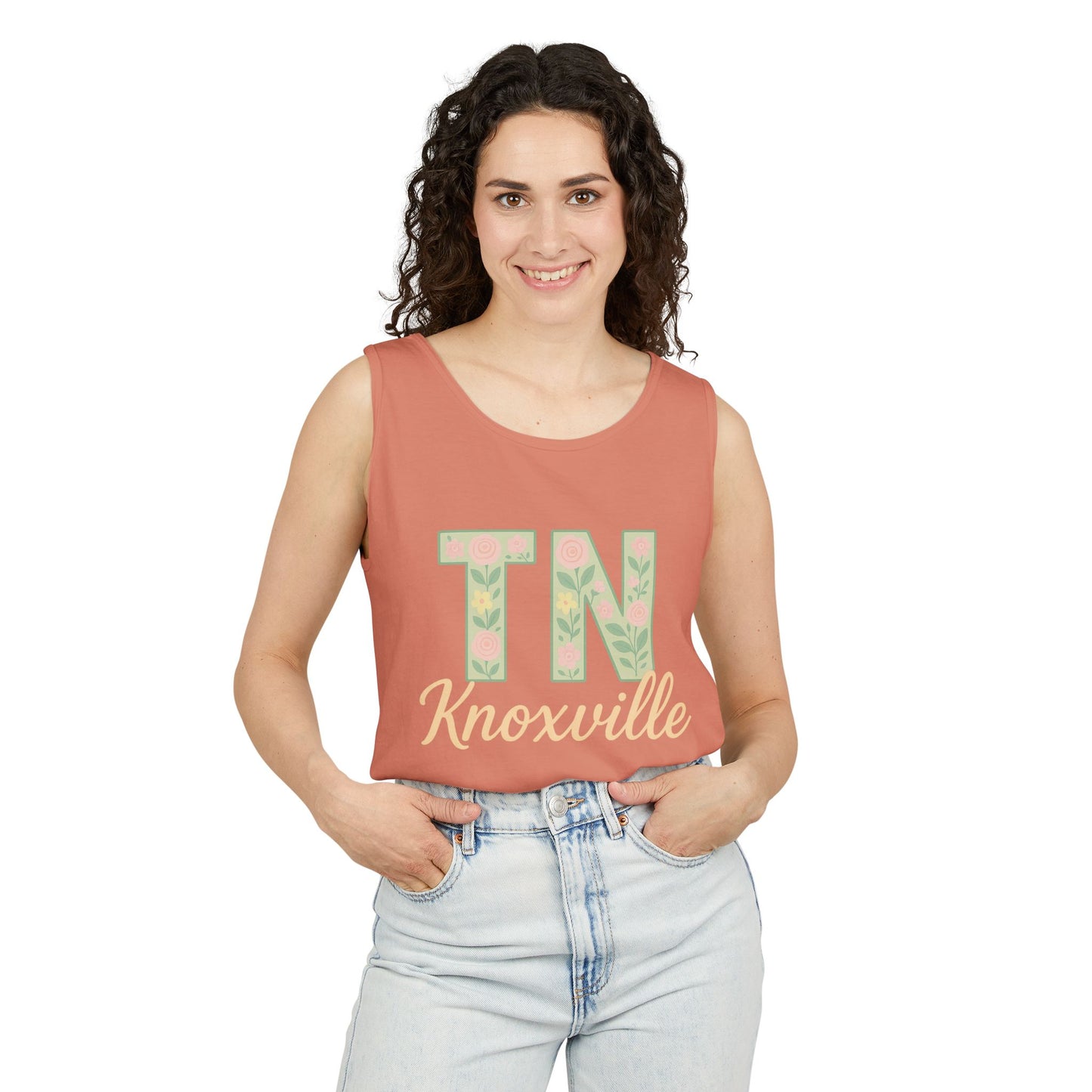 Tennessee Floral Tank Top, Unisex Sleeveless Shirt, Summer Tee, Casual Wear, Gift for Her, Comfort Colors, Graduation Gift, Rocky Top