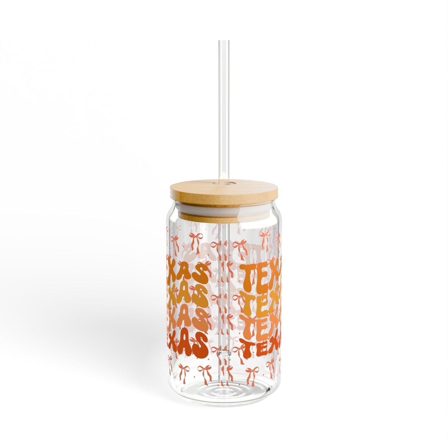 Coquette Bow Texas Sipper Glass, 16oz | Unique Glass Drinkware, Personalized Gift, Summer Party Essential, Texan Pride Mug, Longhorns, Graduation Gift