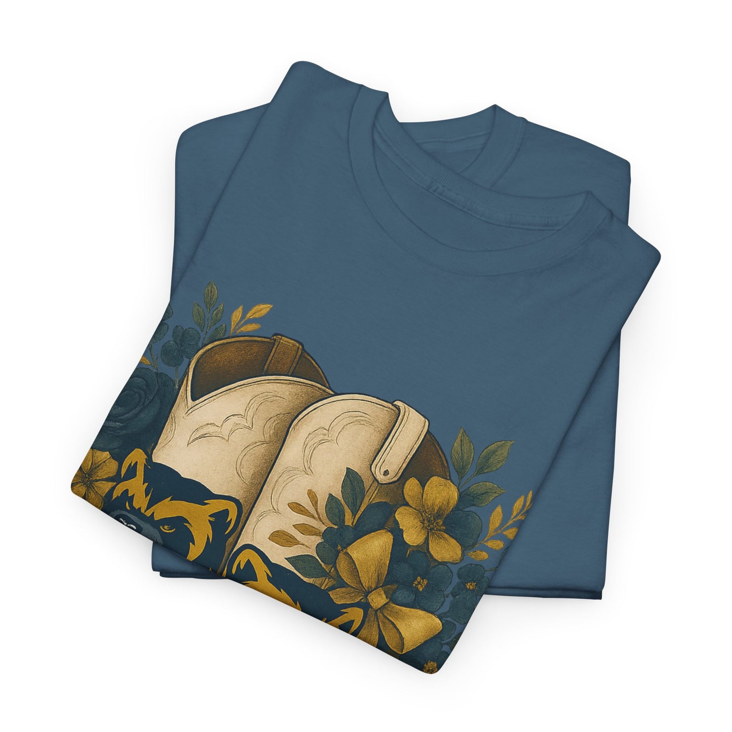 Graphic Tee - Michigan Wolverines Maize and Blue Country Chic Floral Cowboy Boots Vintage Style Shirt