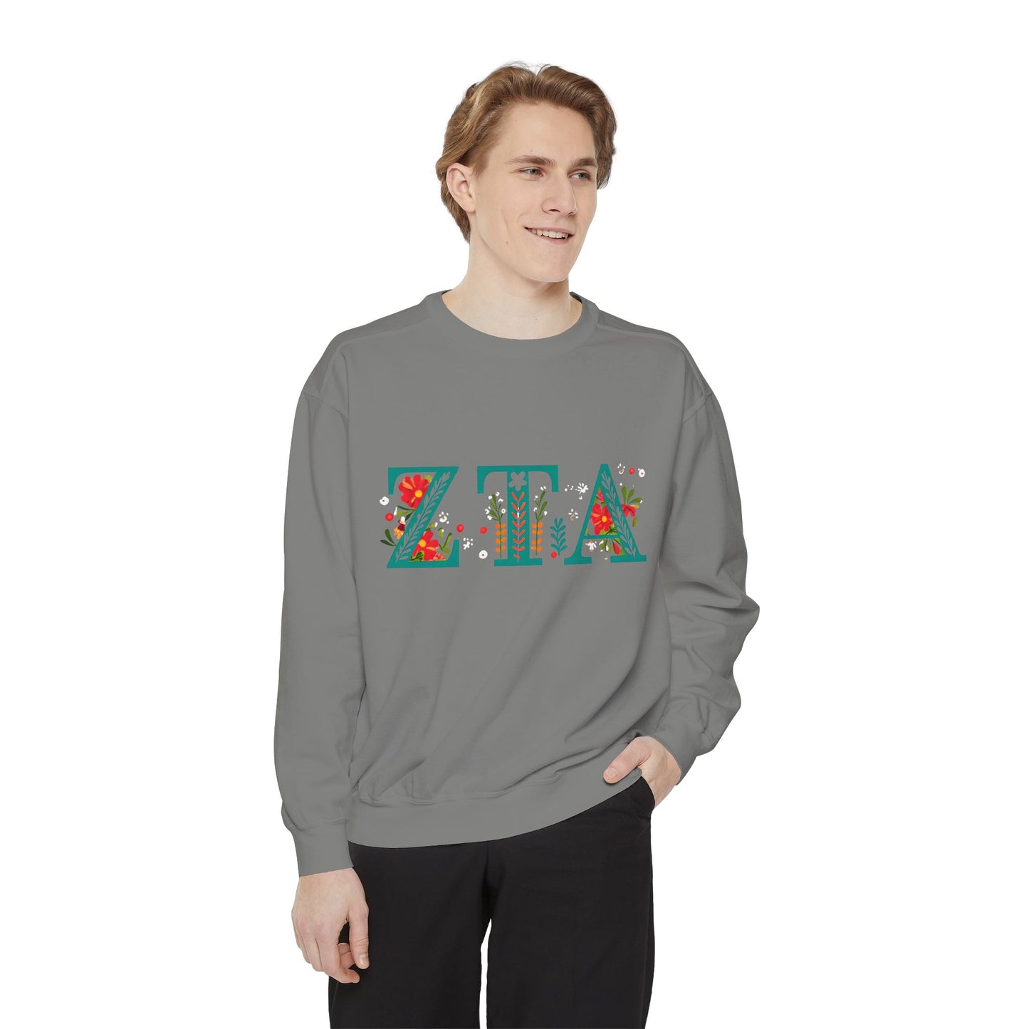 Floral ZTA Unisex Sweatshirt - Cozy Sweater for Sorority Sisters, Perfect Gift, Casual Wear, Spring Outfits, College Apparel