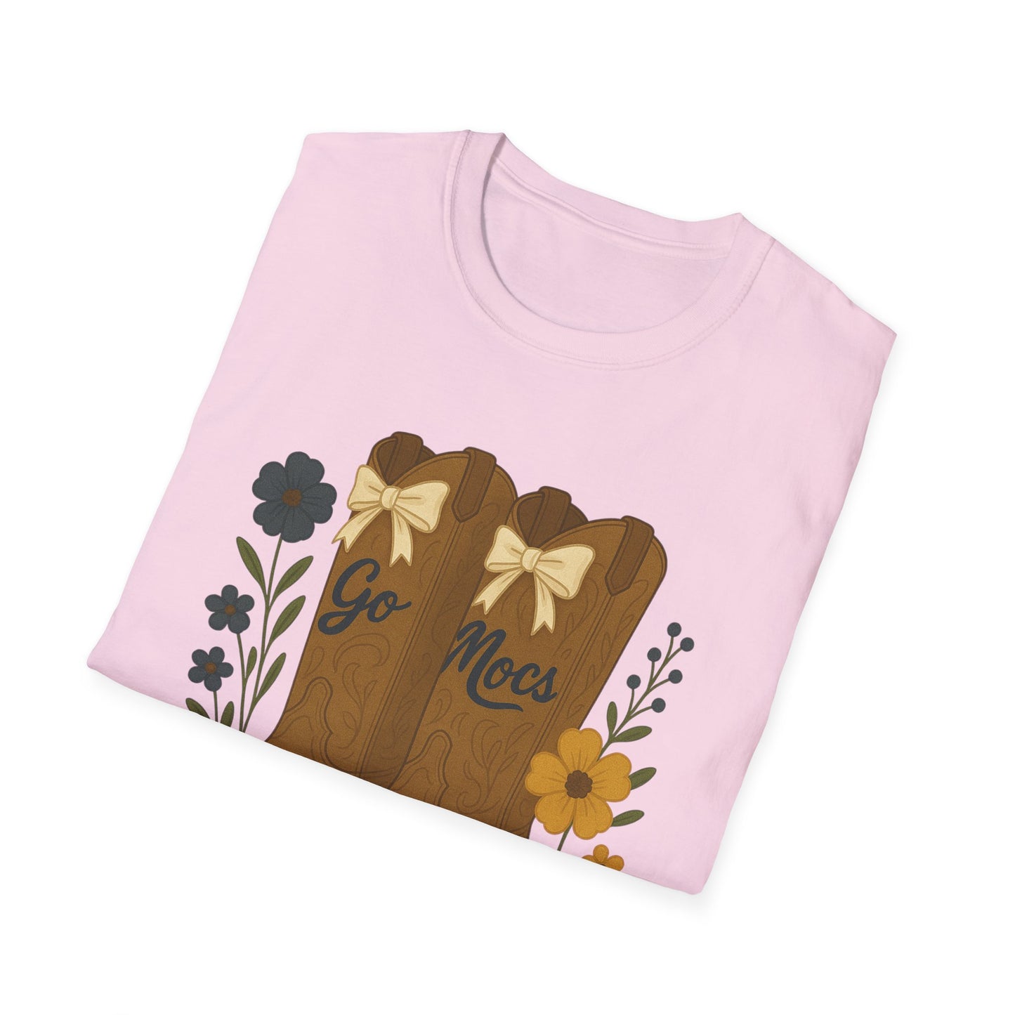 Chatt Mocs Coquette Cowgirl Boot Floral T-Shirt - Go Mocs Design, Casual Wear, Gift for Cowgirls, Western Style, Country Fan Clothing, Go Mocs, chatt tn game day, graduation gift