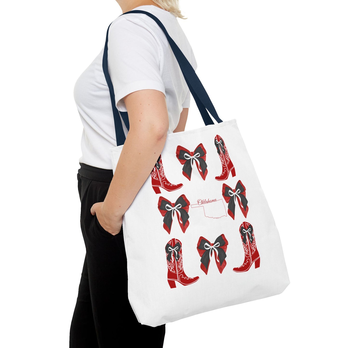 Tote Bag - Oklahoma Game Day Coquette Bow Design Fan Gift