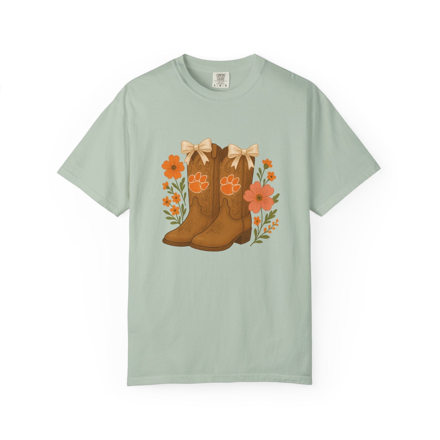 Cowgirl Boots Floral T-Shirt, Go Tigers Game Day, Comfort Colors