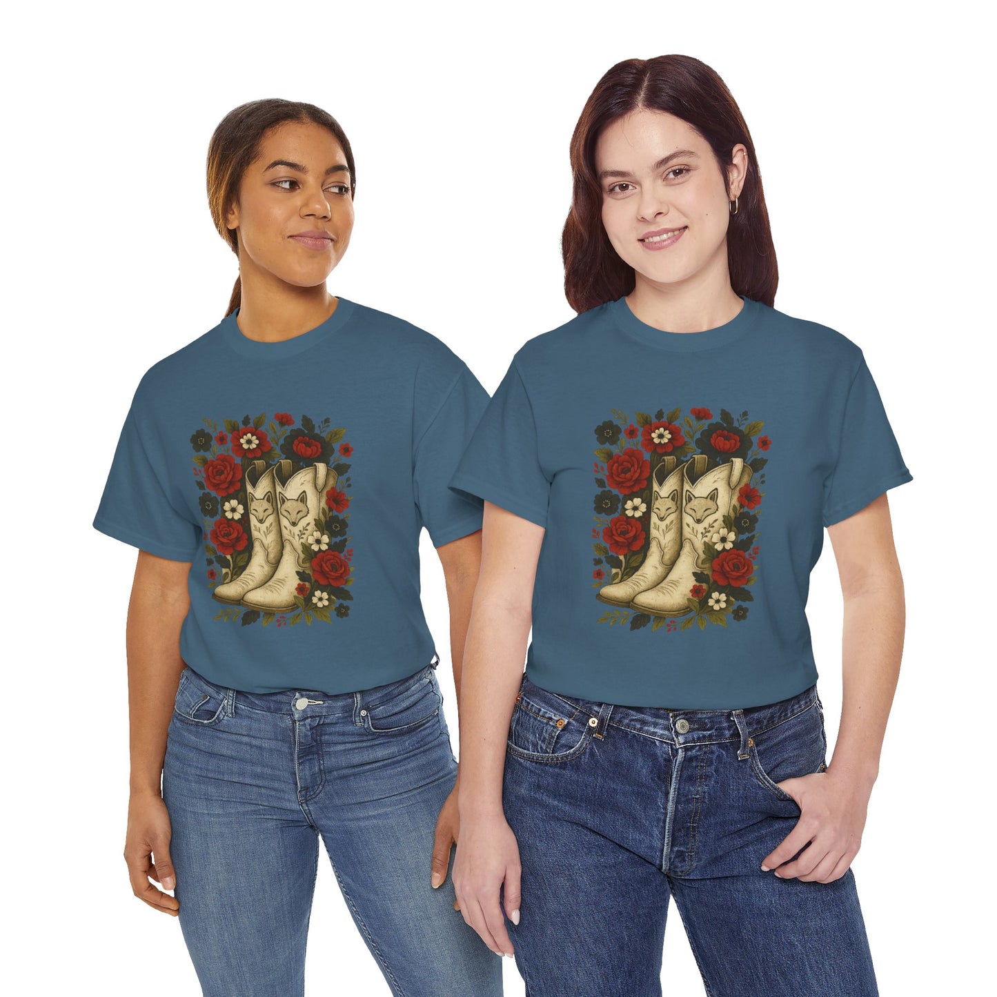 AR State Red Wolves Vintage Floral Cowboy Boots Tee