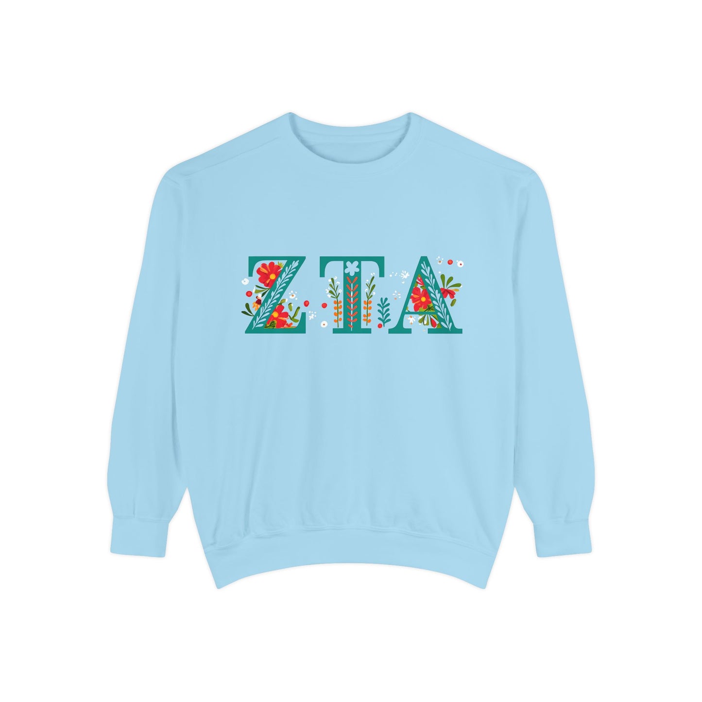 Floral ZTA Unisex Sweatshirt - Cozy Sweater for Sorority Sisters, Perfect Gift, Casual Wear, Spring Outfits, College Apparel