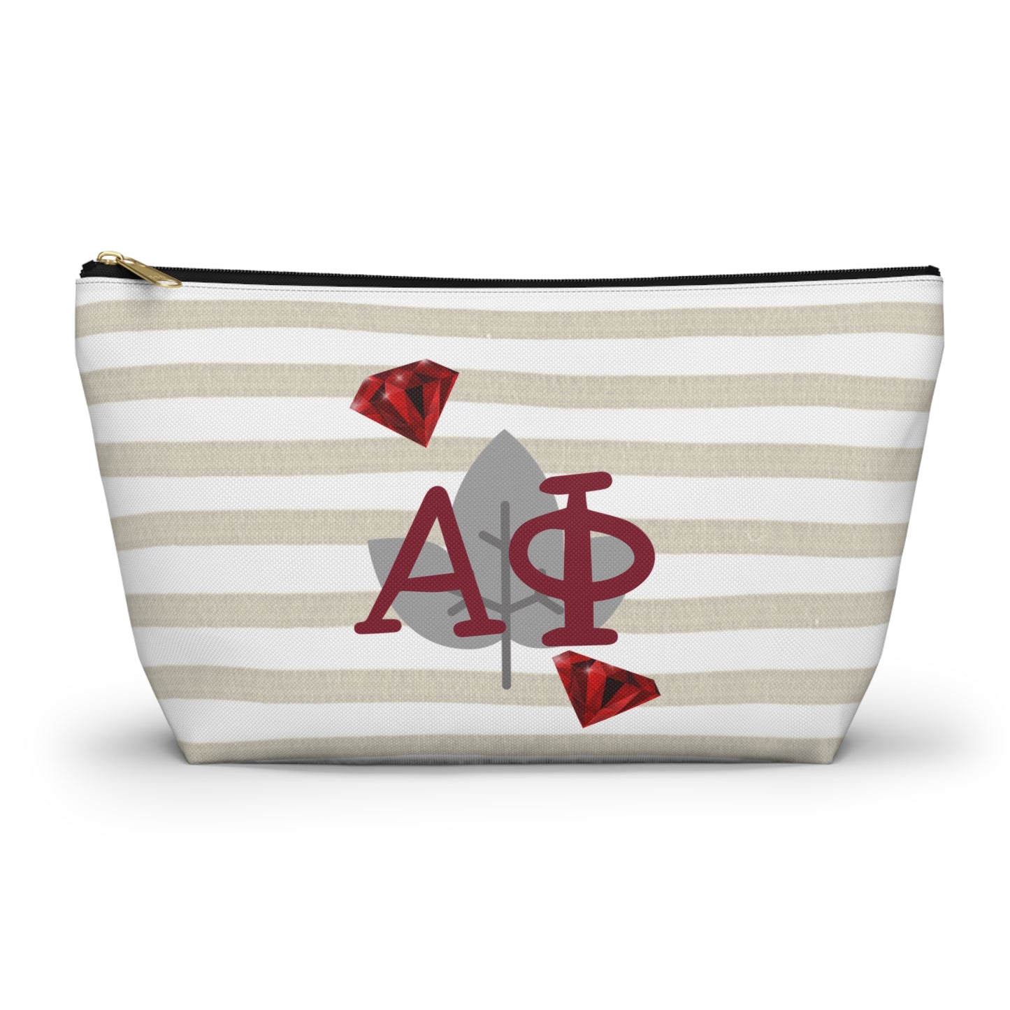 Alpha Phi Chic T-Bottom Accessory Pouch for Sorority Sisters | Makeup Bag, Travel Organizer, Gift for Graduates, Fun Storage