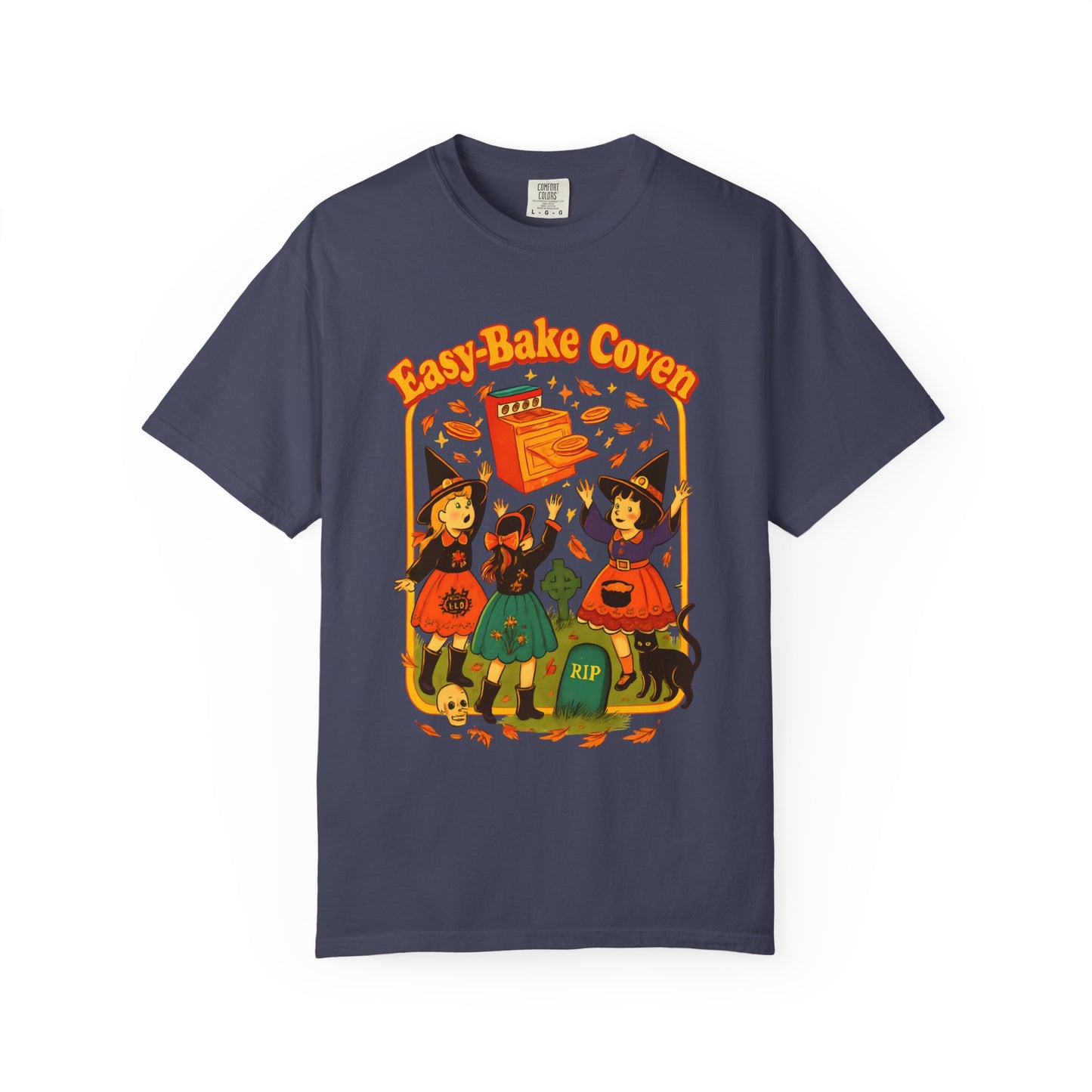 Halloween Witch T-Shirt, Unisex Garment-Dyed Shirt, Easy-Bake Coven Tee, Spooky Season Apparel, Cute Witch Design