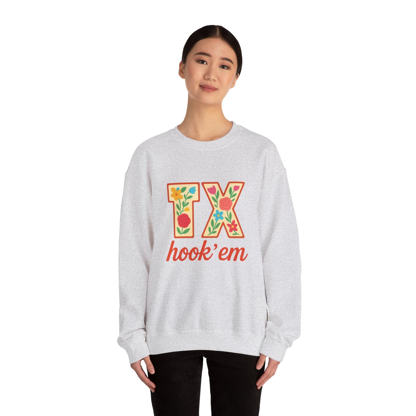 TX Hook'em Unisex Crewneck Sweatshirt | Cozy Texas Pride Apparel, Perfect for Game Day, Casual Outfits, Gifting
