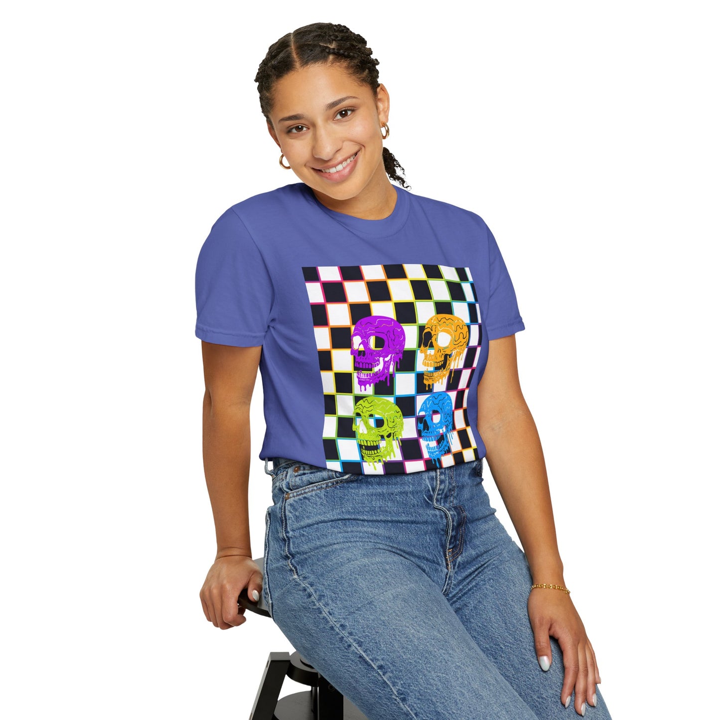 Vibrant Skull Graphic T-Shirt, Unisex Tee, Halloween Outfit, Alternative Fashion, Festival Wear, Casual Street Style