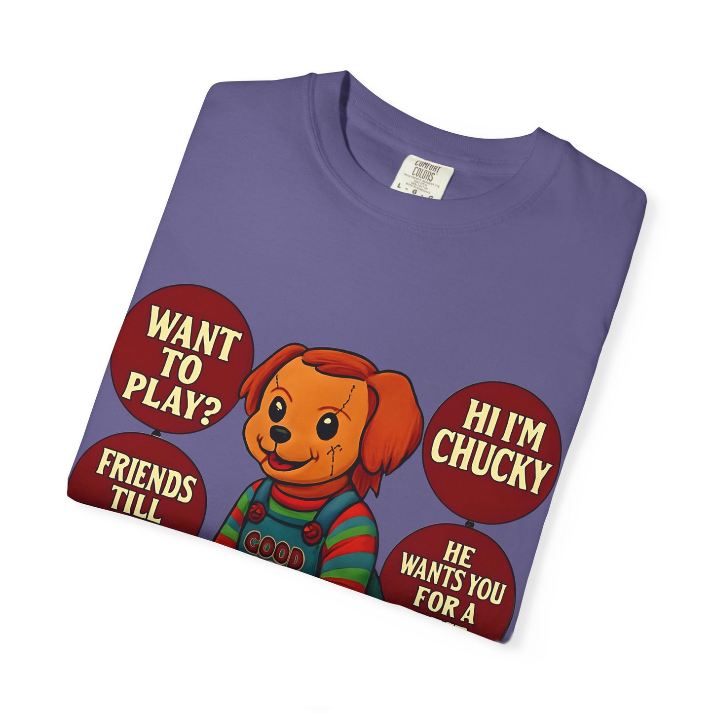 Spooky Graphic T-shirt, Halloween Costume Top, Unisex Tee, Funny Chucky Shirt, Gift for Horror Fans, Cute Spooky Apparel