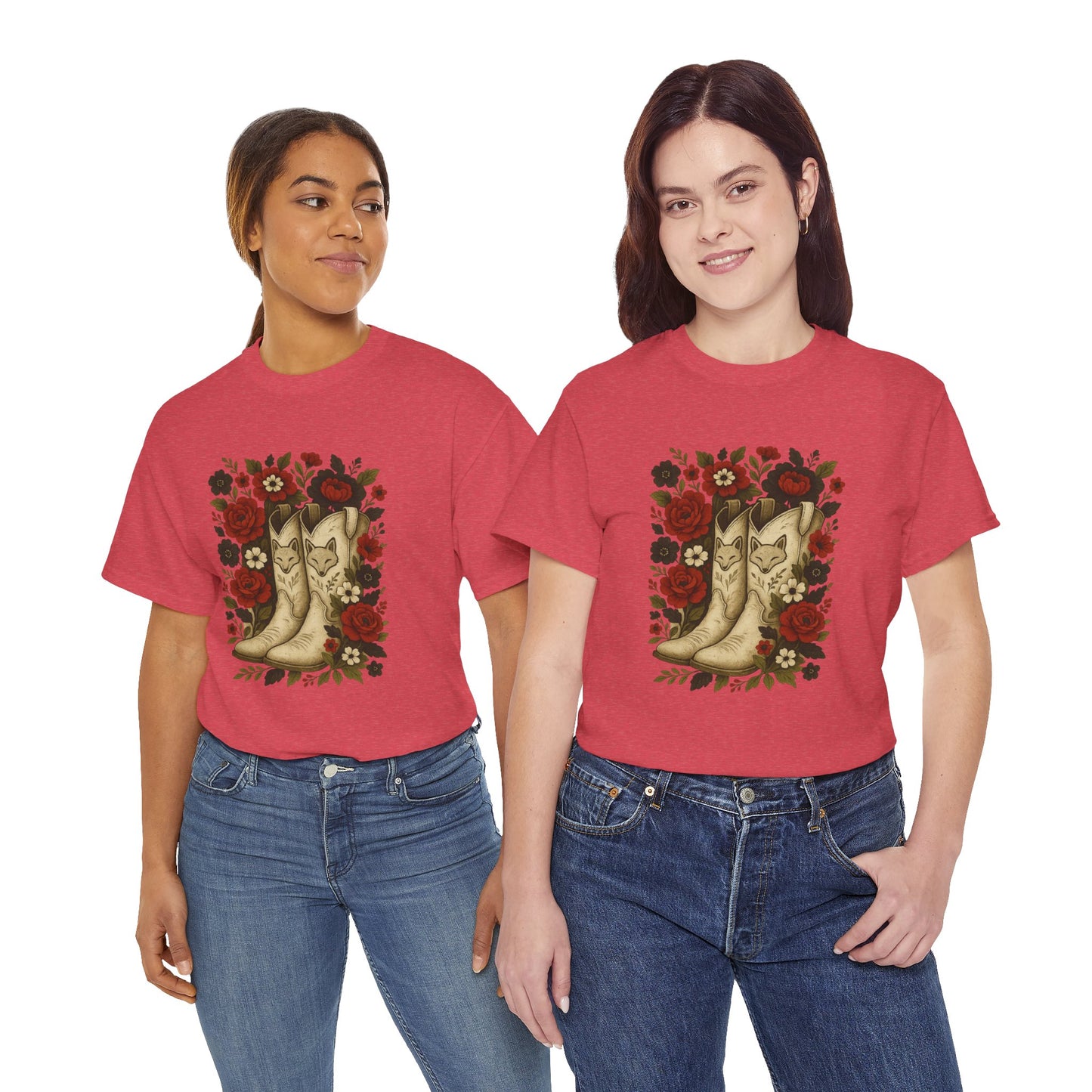 AR State Red Wolves Vintage Floral Cowboy Boots Tee