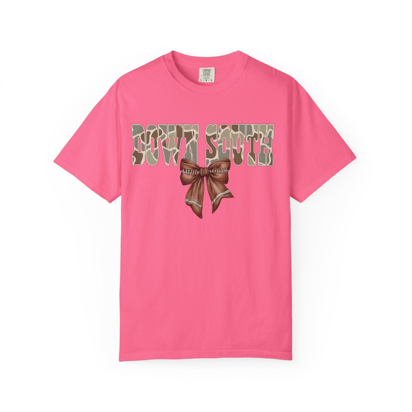 Camo Bow Graphic Tee - Trendy Apparel for Casual Outings and Birthdays