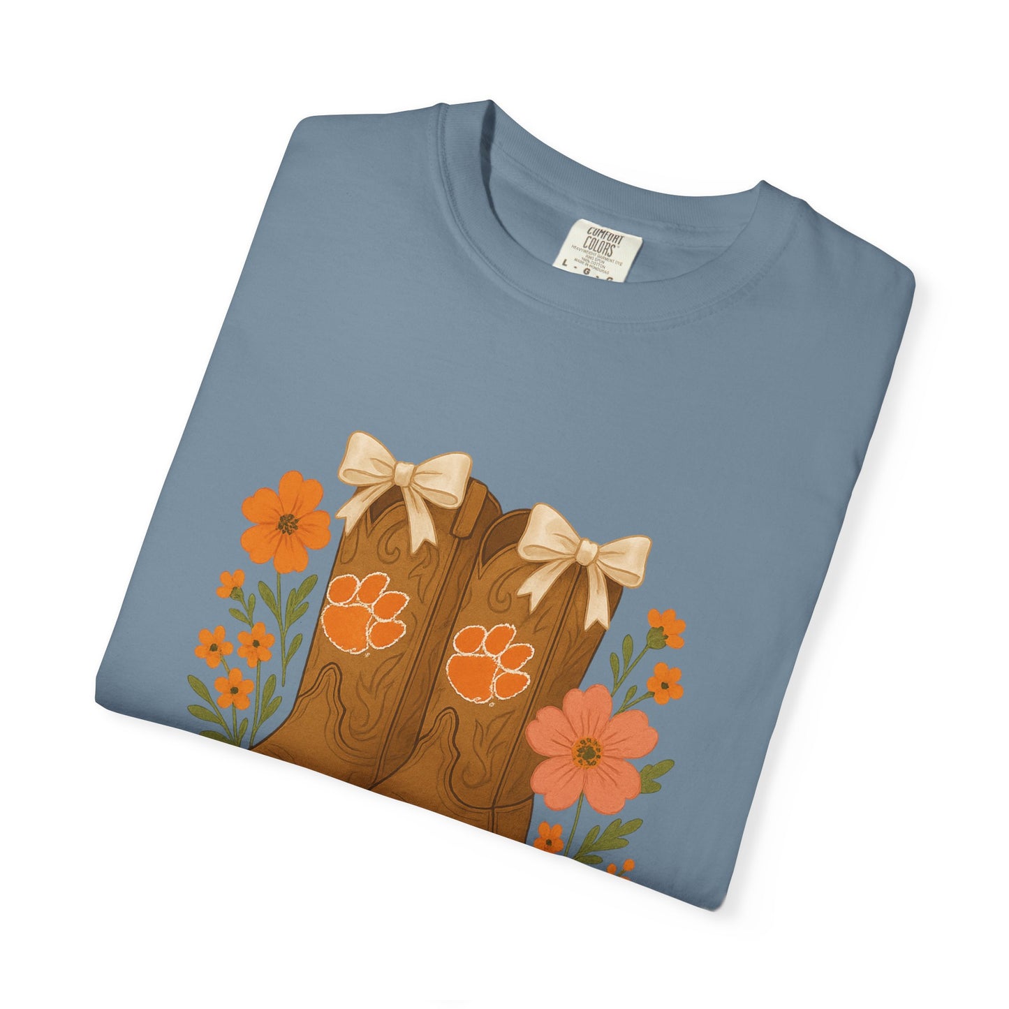 Cowgirl Boots Floral T-Shirt, Go Tigers Game Day, Comfort Colors