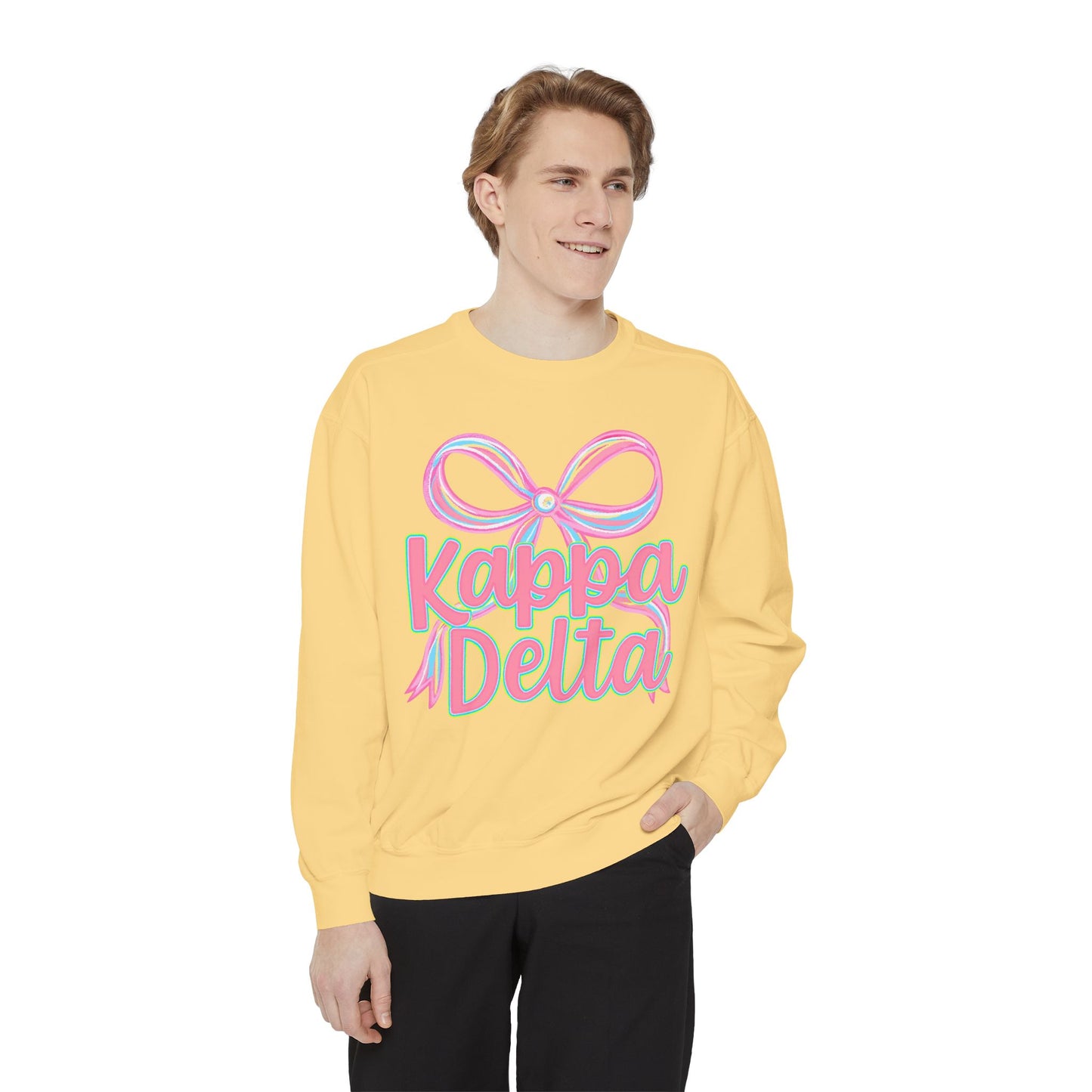 KD Comfort Colors Garment-Dyed Sweatshirt, Sorority Apparel, Cozy Gift, College Sweatshirt, Valentine's Day Gift, Customizable Sweater