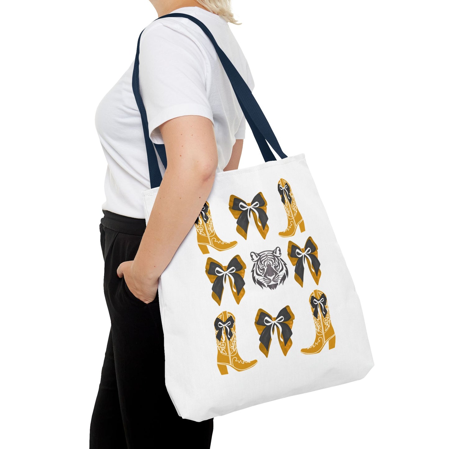 Mizzou tigers tote bag, missouri game day, Stylish Tote Bag with Boots and Tiger Design, missouri fan gift, missouri tigers alumni, graduation gift, mo tigers