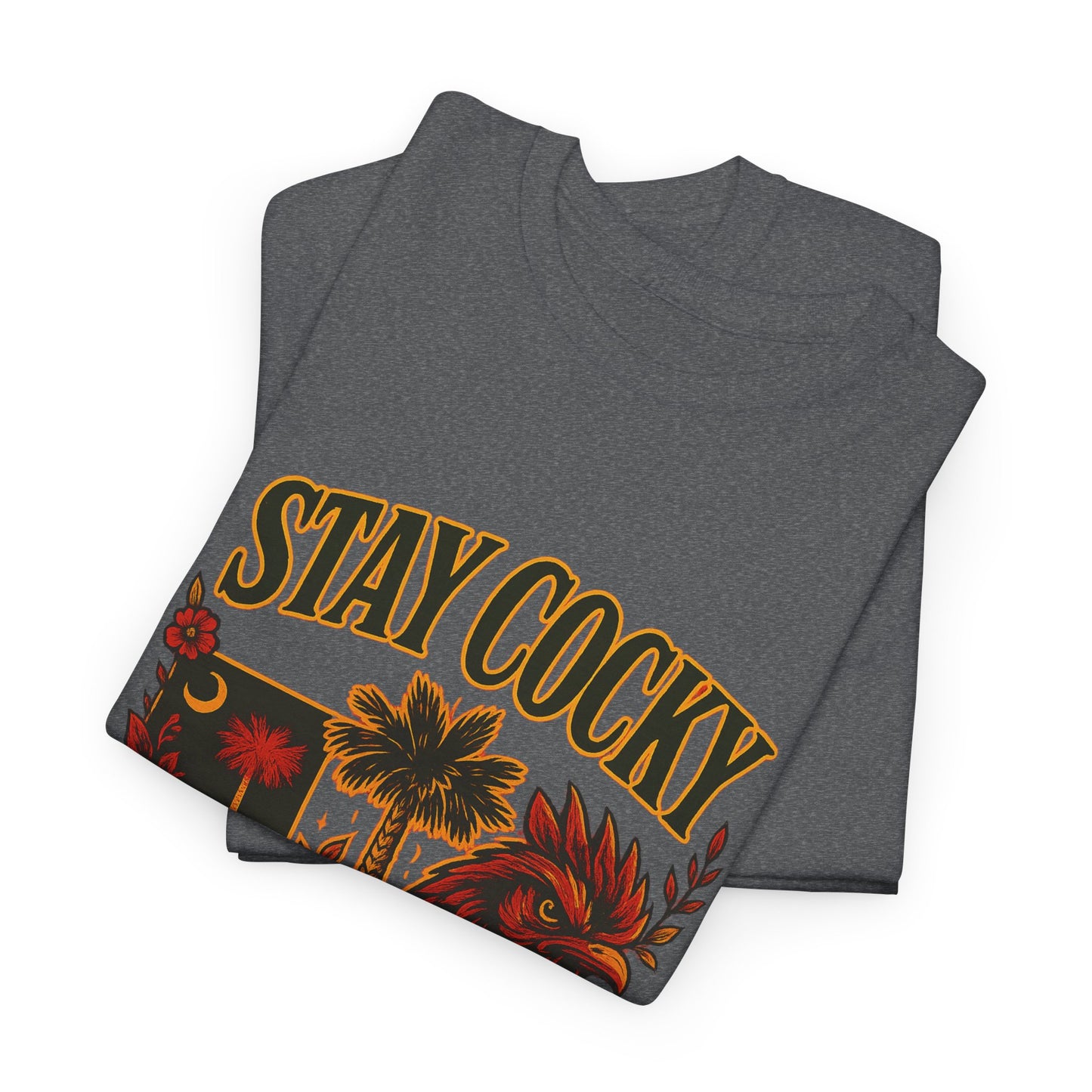 Stay Cocky Unisex Heavy Cotton Tee, Casual Graphic Tee, South Carolina Pride Shirt, Fun Vacation Wear, Perfect Gift for Gamecocks Fans