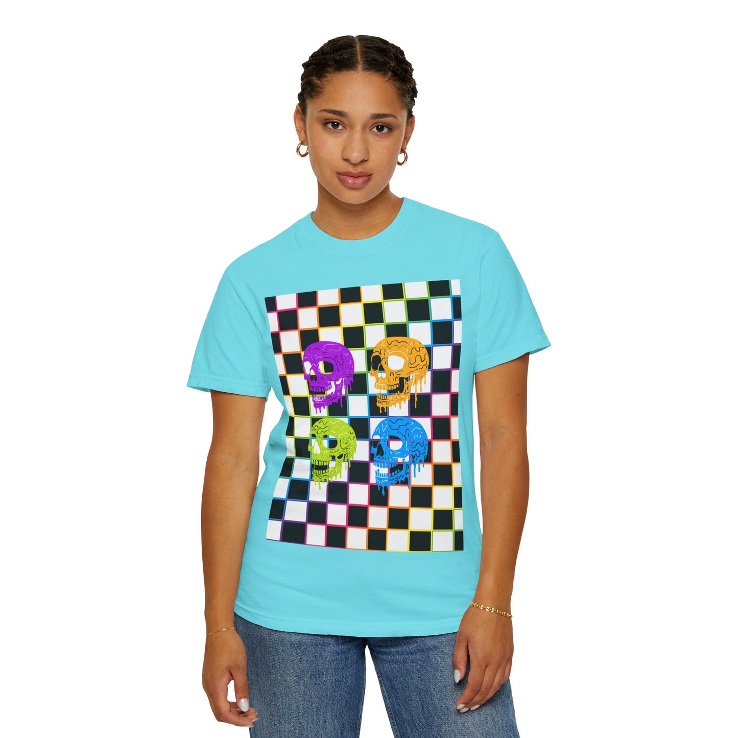Vibrant Skull Graphic T-Shirt, Unisex Tee, Halloween Outfit, Alternative Fashion, Festival Wear, Casual Street Style