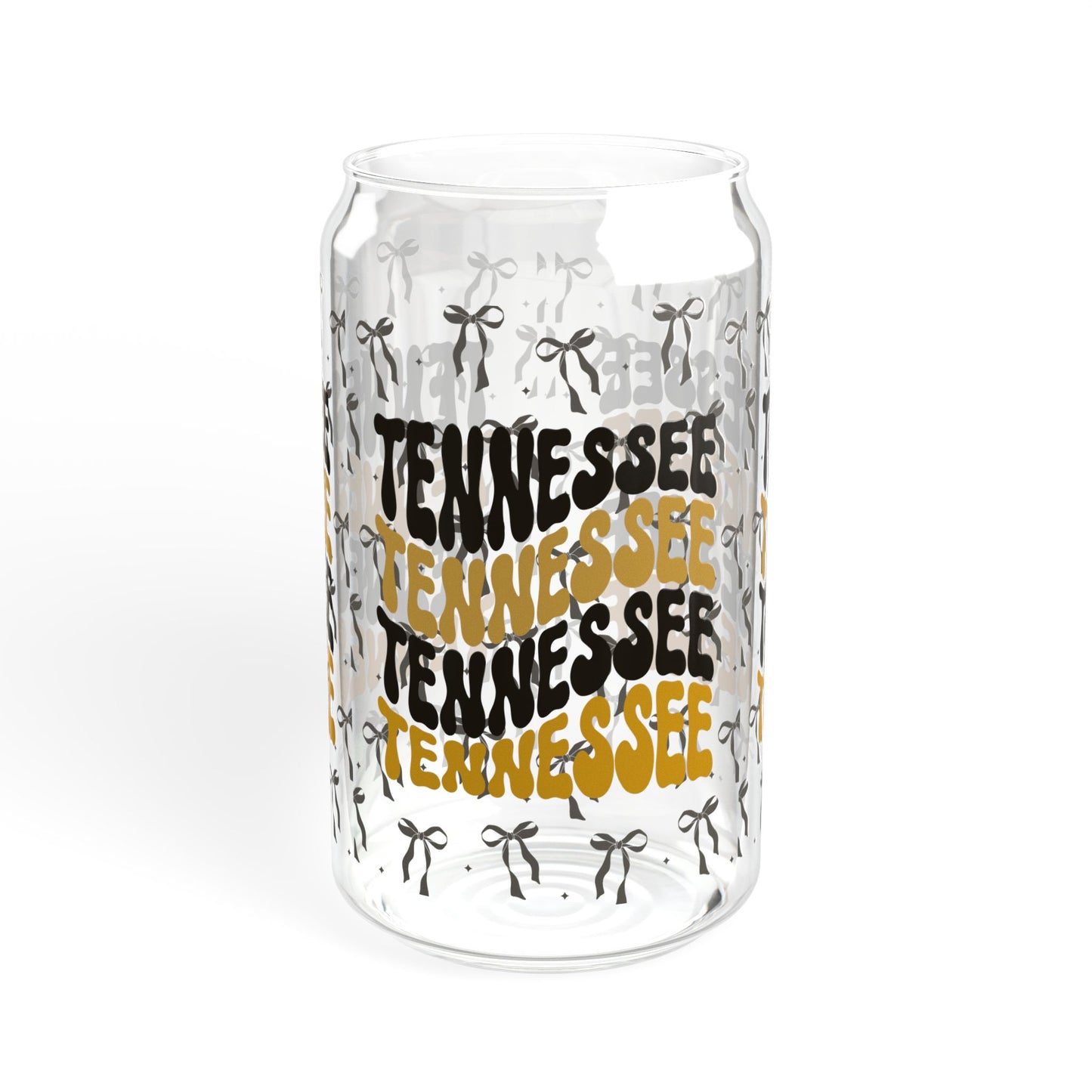 Coquette Bow Tennessee Sipper Glass, 16oz - Unique Glass Cup with Bamboo Lid for Drinks, Perfect for Home, Parties, vandy game day, tennessee gift, graduation gift