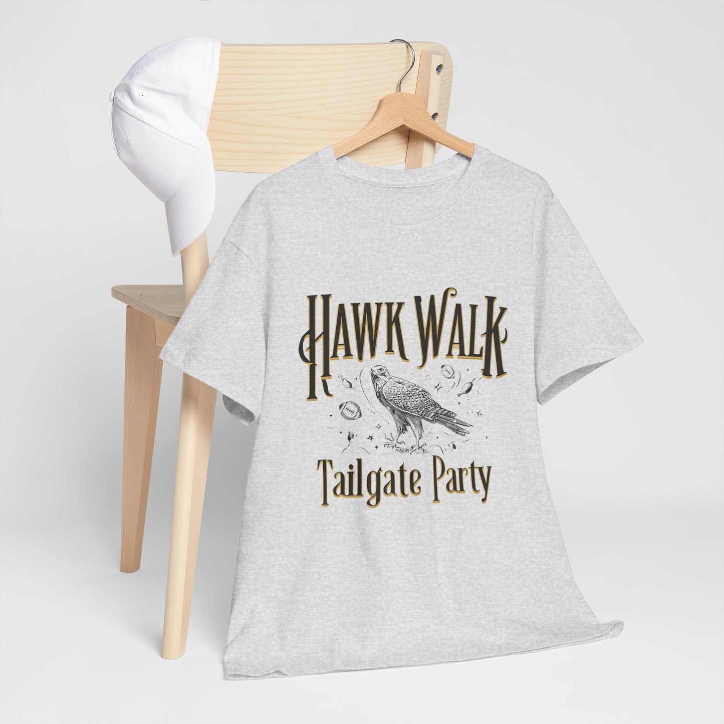 Hawk Walk Tailgate Tee, Unisex Cotton Shirt, Outdoor Event T-Shirt, Festival Wear, Bird Lover Gift, Sports Gathering Apparel