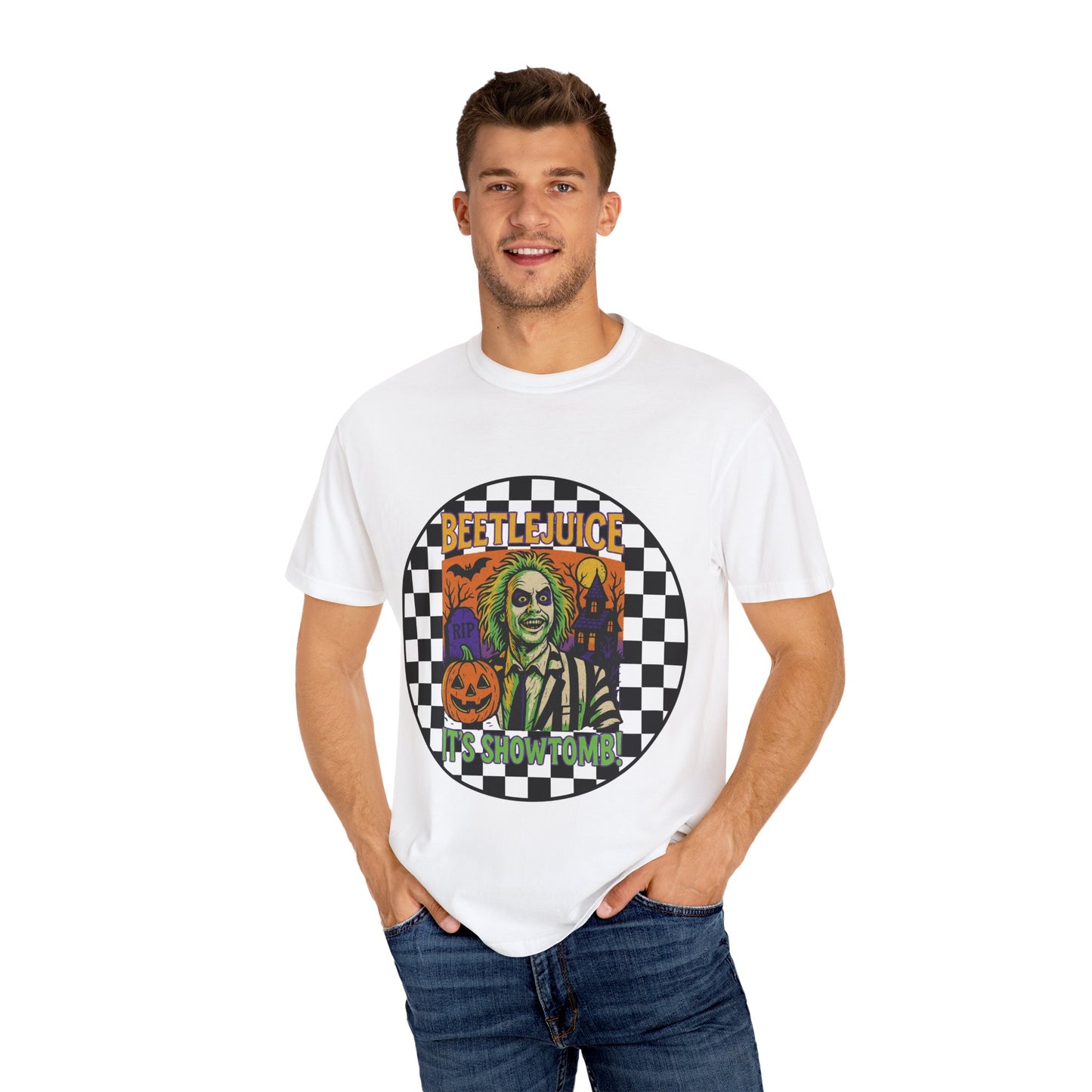 Beetlejuice Unisex T-shirt, Spooky Graphic Tee, Halloween Costume Shirt, Movie Fan Apparel, Eerie Clothing Gift