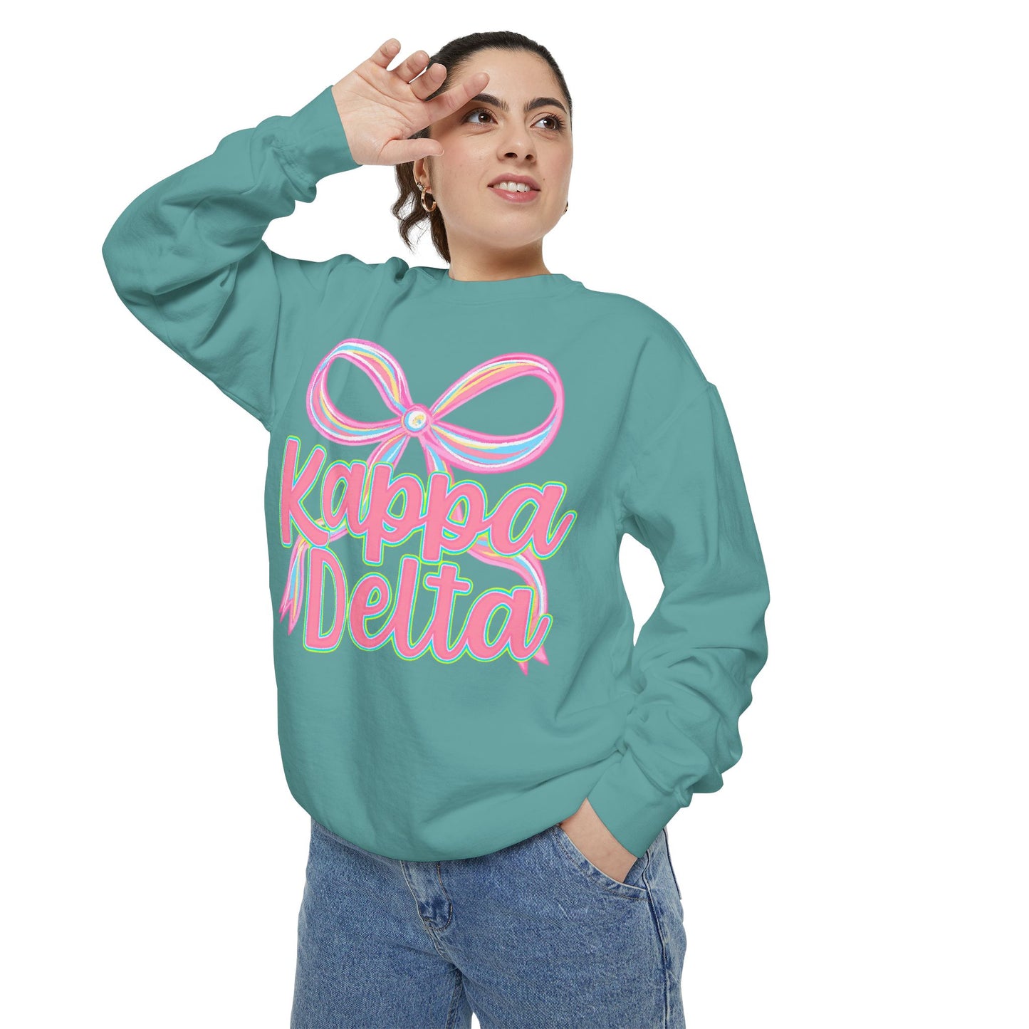 KD Comfort Colors Garment-Dyed Sweatshirt, Sorority Apparel, Cozy Gift, College Sweatshirt, Valentine's Day Gift, Customizable Sweater