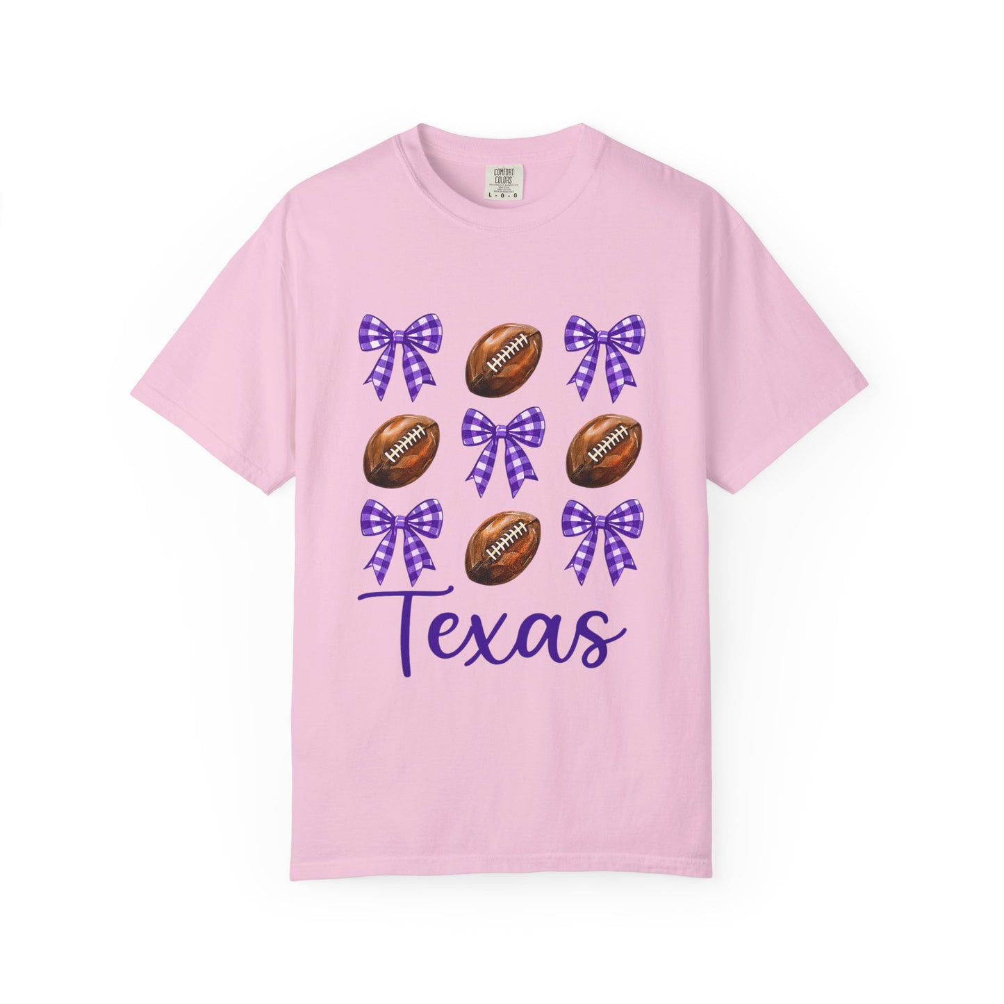 Texas Football Unisex T-Shirt with Purple Bows - Game Day Sports Apparel for Horned Frogs Fans