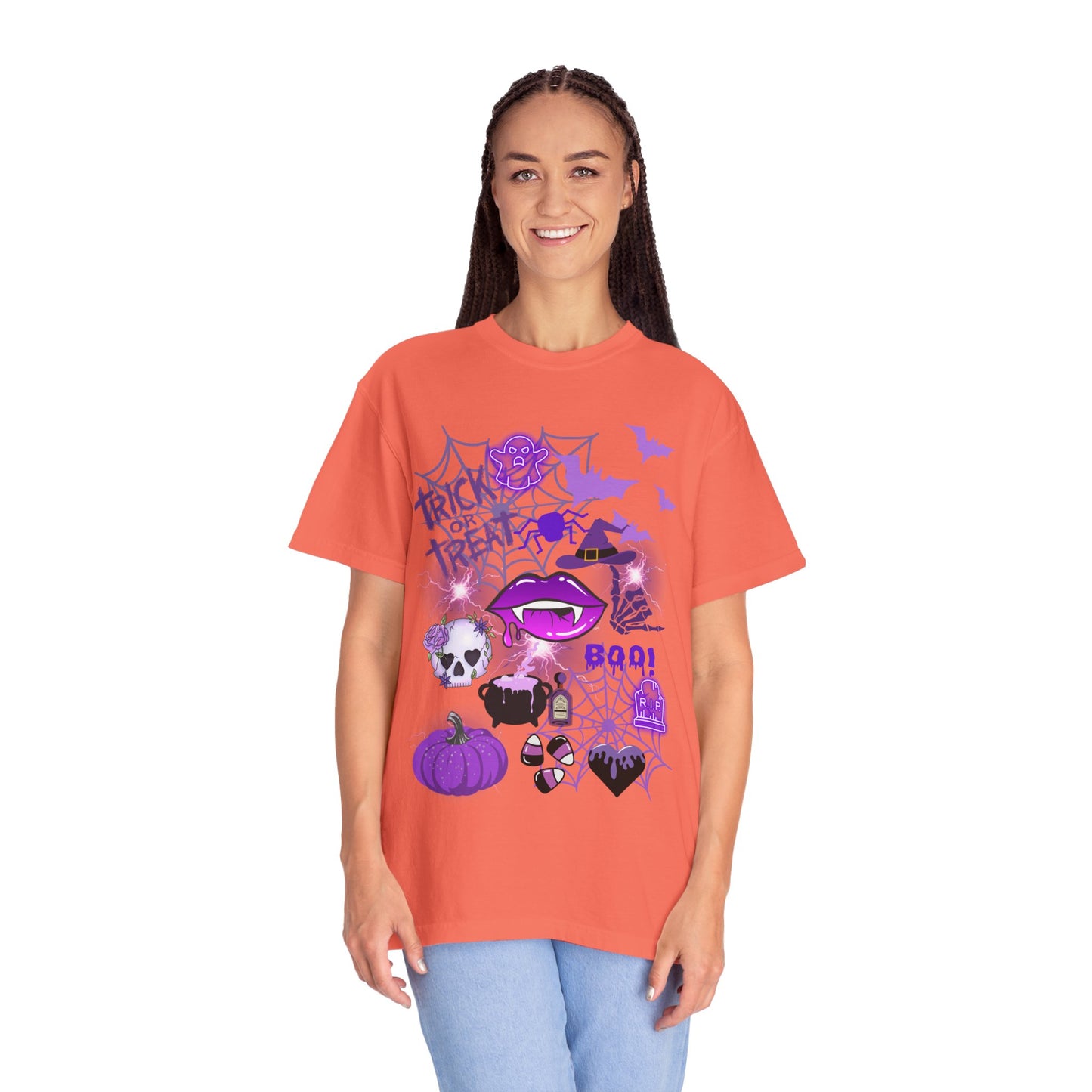 Spooky Purple Vibes Halloween Graphic T-Shirt, Fun Unisex Tee for Spooky Season, Trick or Treat, Boo! Shirt, Halloween Party Wear, Gift Idea