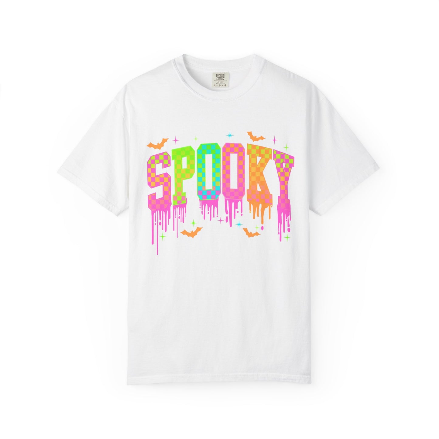 Colorful Neon Checkered Spooky T-Shirt
