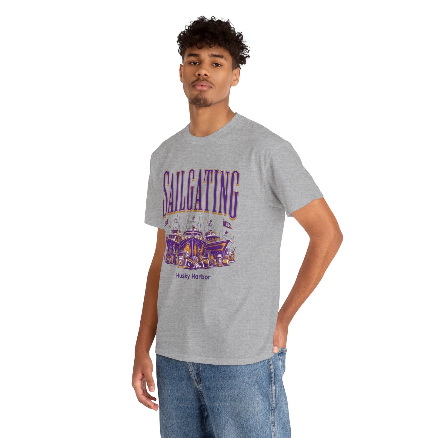 Sailgating Tee - Washington Huskies Unisex Heavy Cotton Shirt