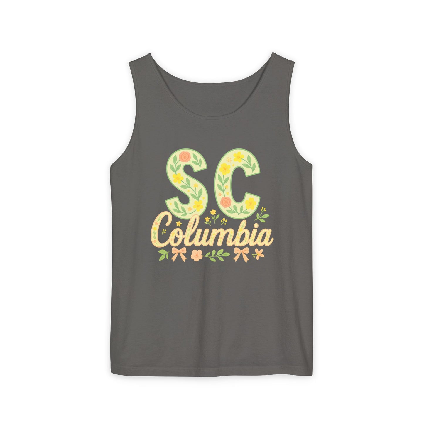 SC Columbia Floral Tank Top, Summer Tee, Beachwear, Vacation Clothes, Gift for Her, Casual Outfit, Comfort Colors, Graduation Gift