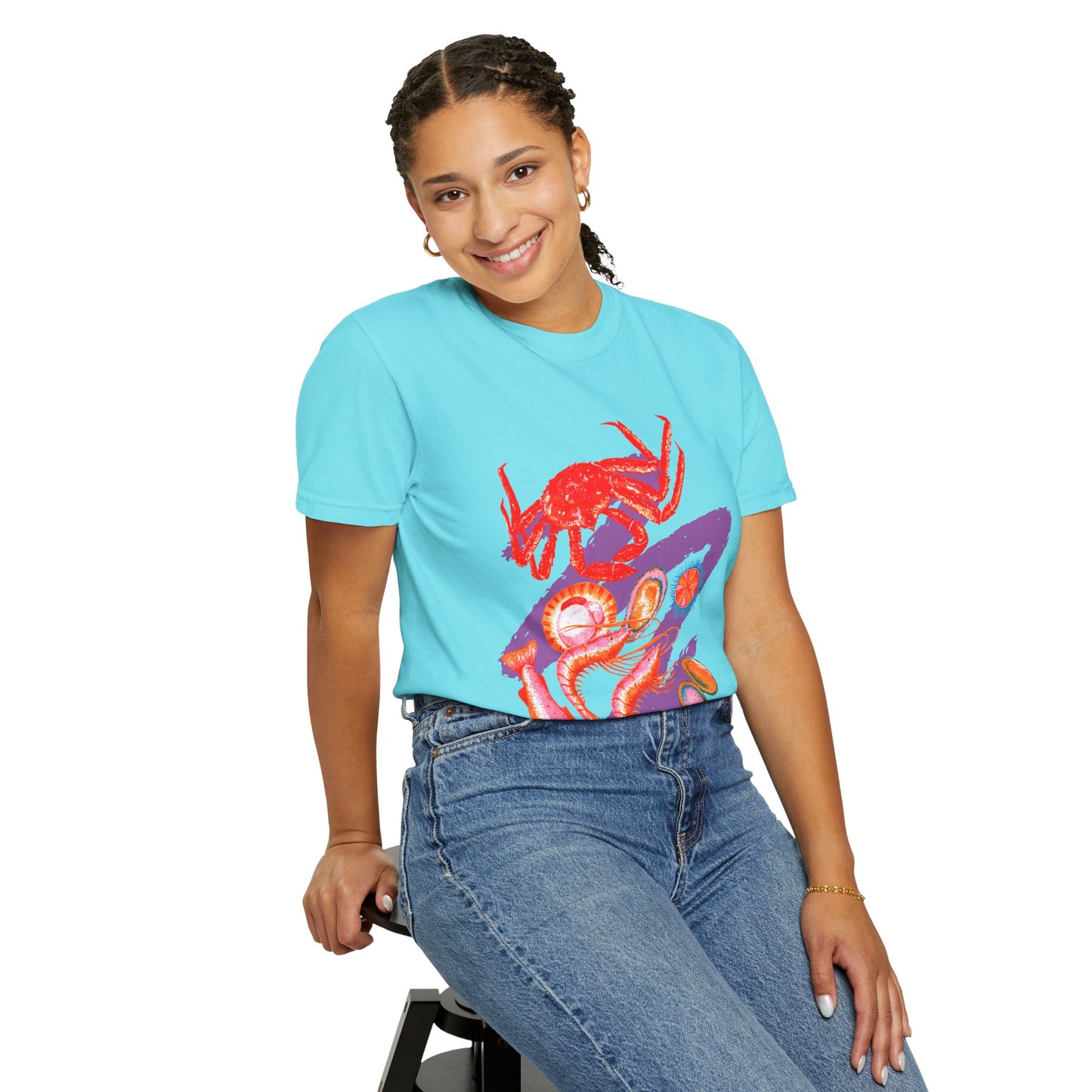 Comfort Colors Vibrant Seafood T-Shirt, French Coastal Tee, Distressed Shirt, Oversized Coquette Aesthetic, Nautical Style