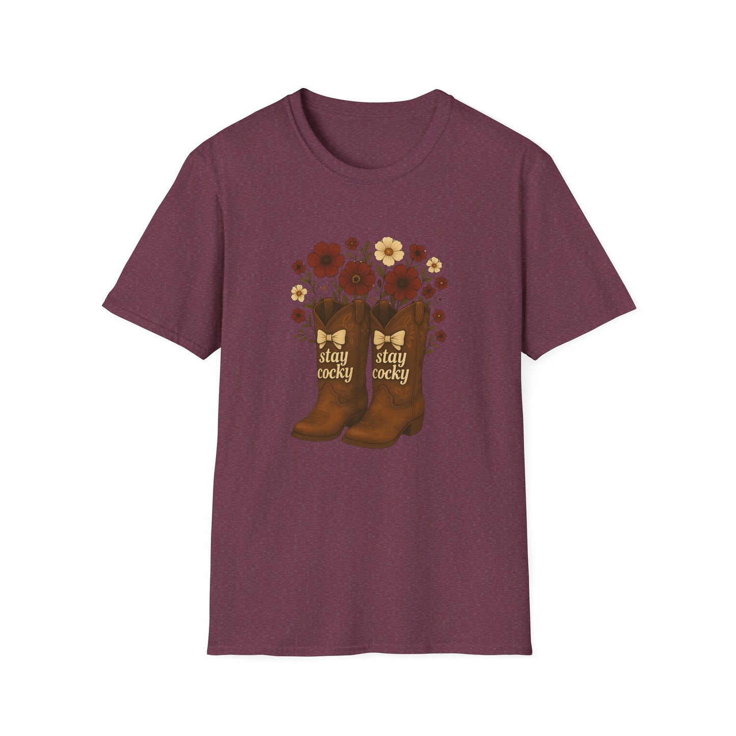 Sc stay cocky coquette t-shirt, Lucky Cowboy Boots T-Shirt, Country Style Tee, Floral Graphic Shirt, Gift for sc fan, go gamecocks, sc game day, graduation gift, college student gift