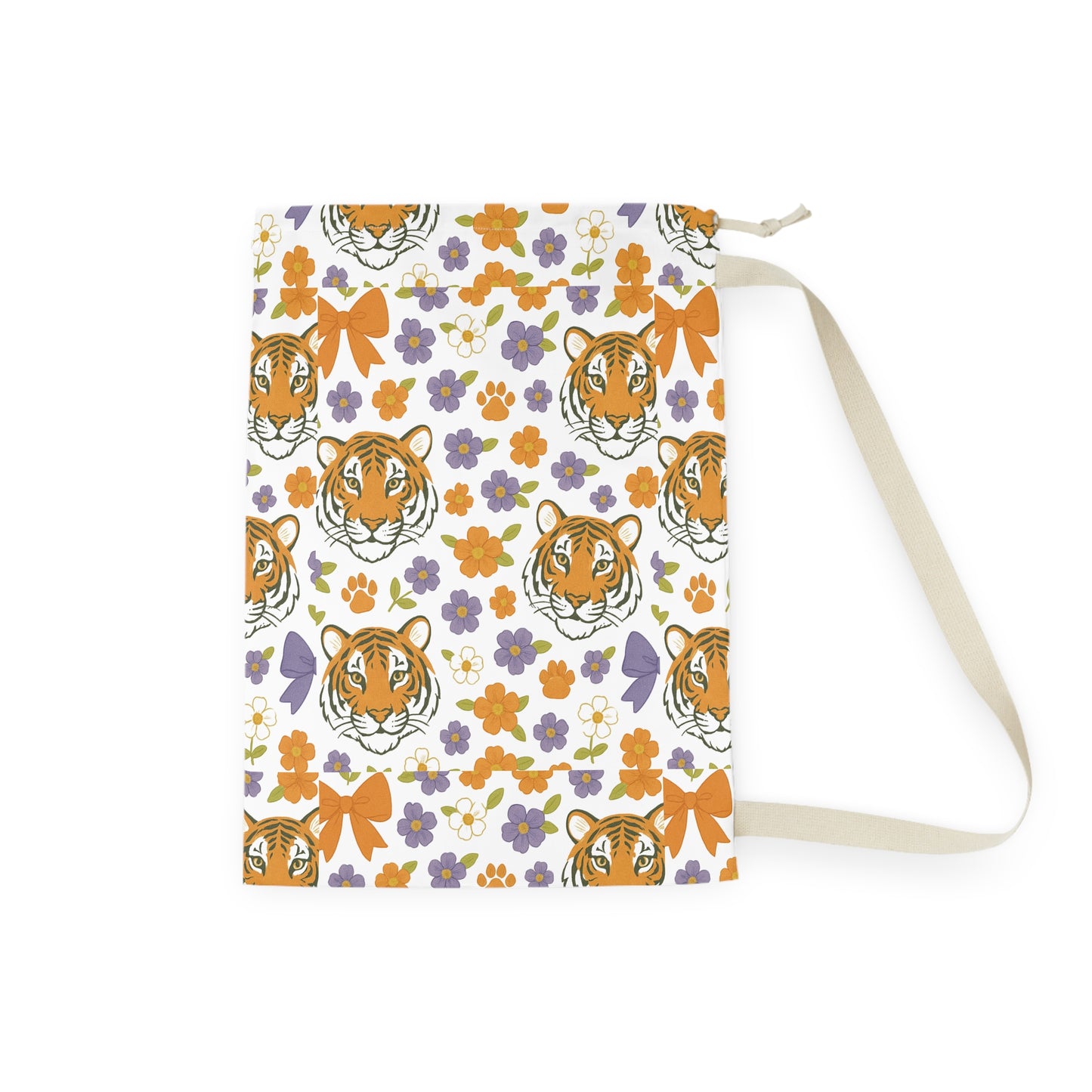 Tiger Print Laundry Bag, Stylish Laundry Tote, Floral Wash Bag, Gift for Students, Clemson College Student Gift, Home Décor