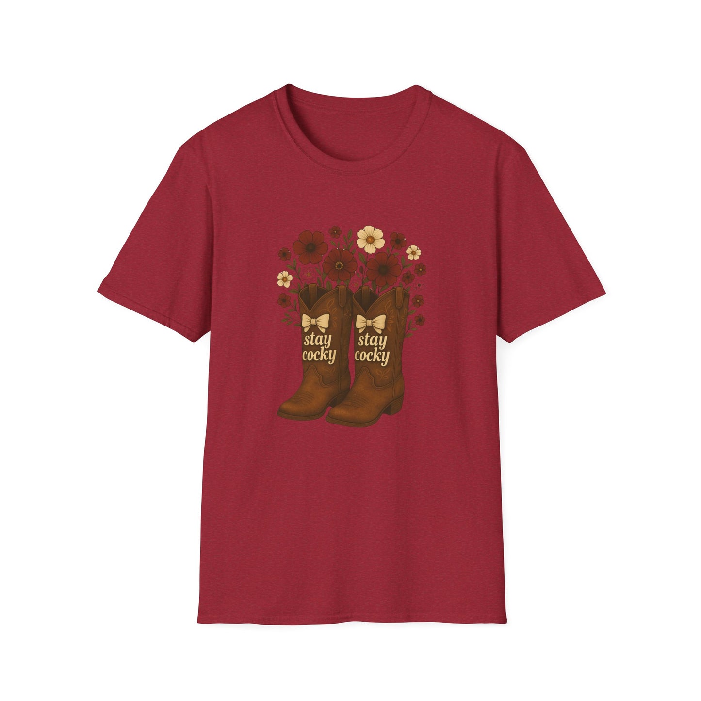Sc stay cocky coquette t-shirt, Lucky Cowboy Boots T-Shirt, Country Style Tee, Floral Graphic Shirt, Gift for sc fan, go gamecocks, sc game day, graduation gift, college student gift